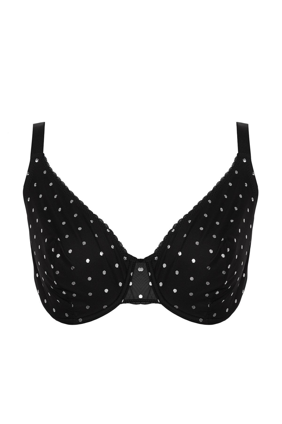 Black Stranded Plus Size Bra, , large image number 0