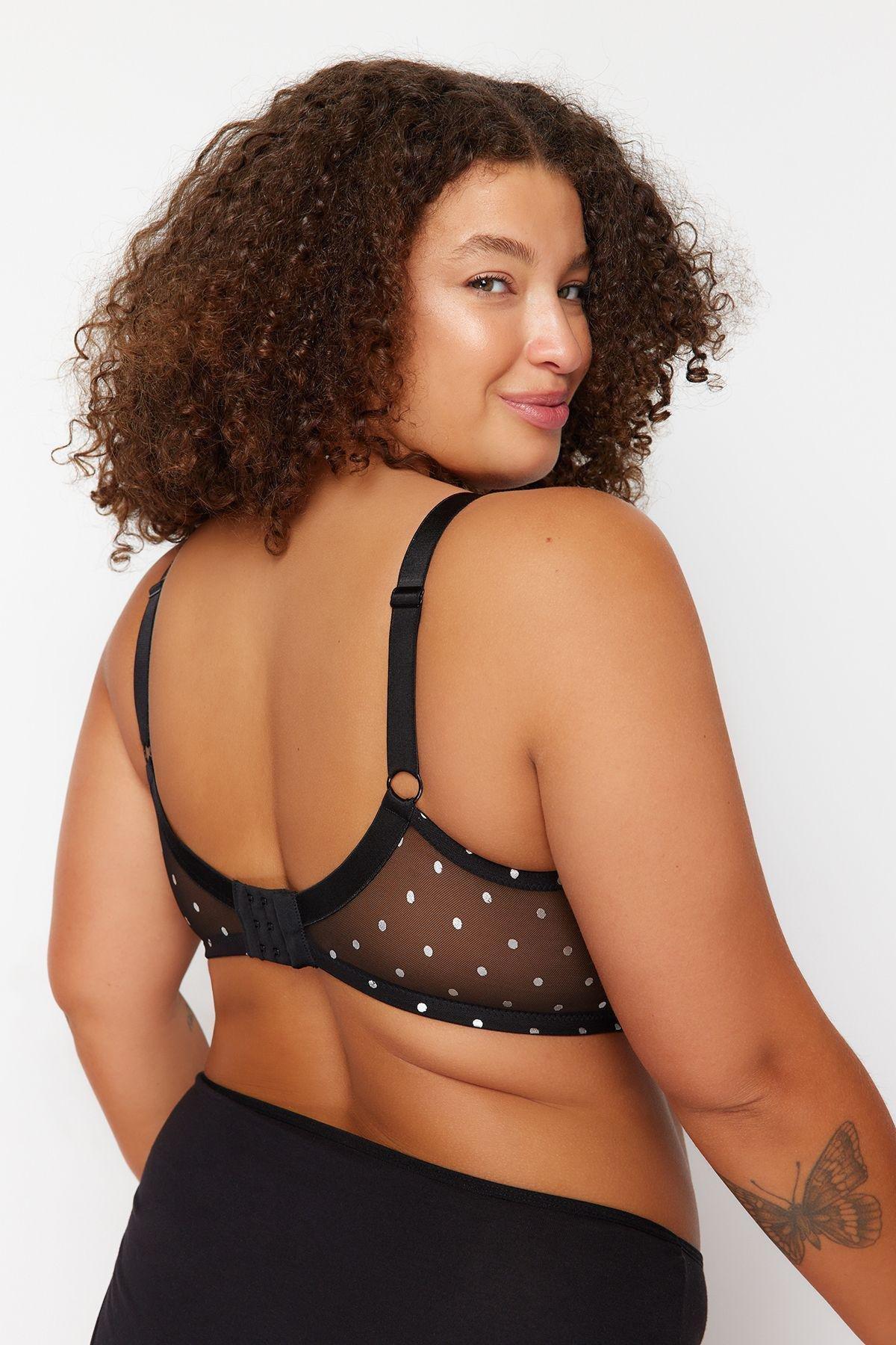 Black Stranded Plus Size Bra, , large image number 8