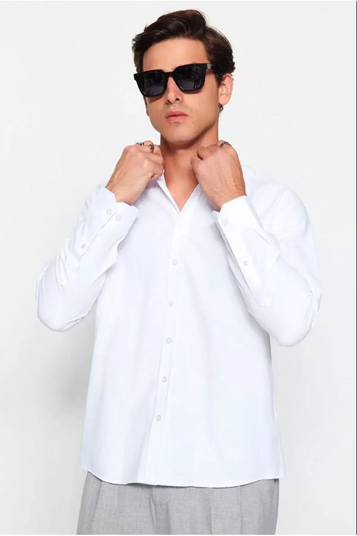 قميص مطرز، أبيض, White, large image number 2