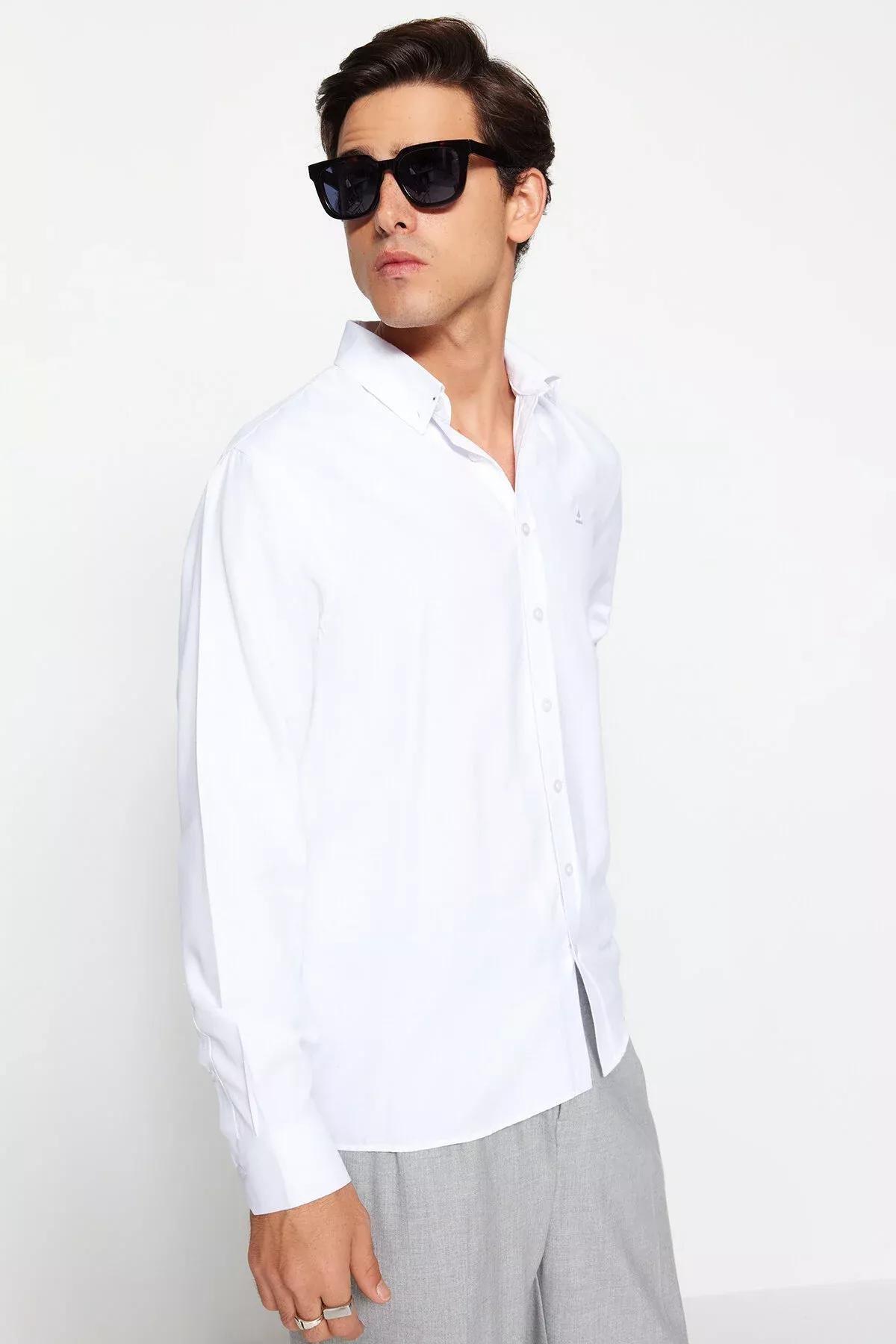 قميص مطرز، أبيض, White, large image number 3