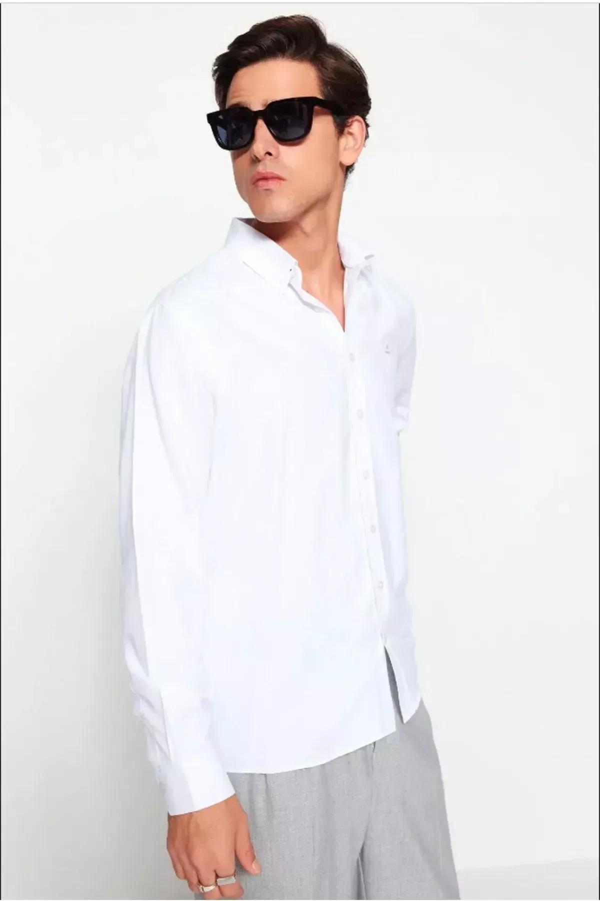 قميص مطرز، أبيض, White, large image number 5