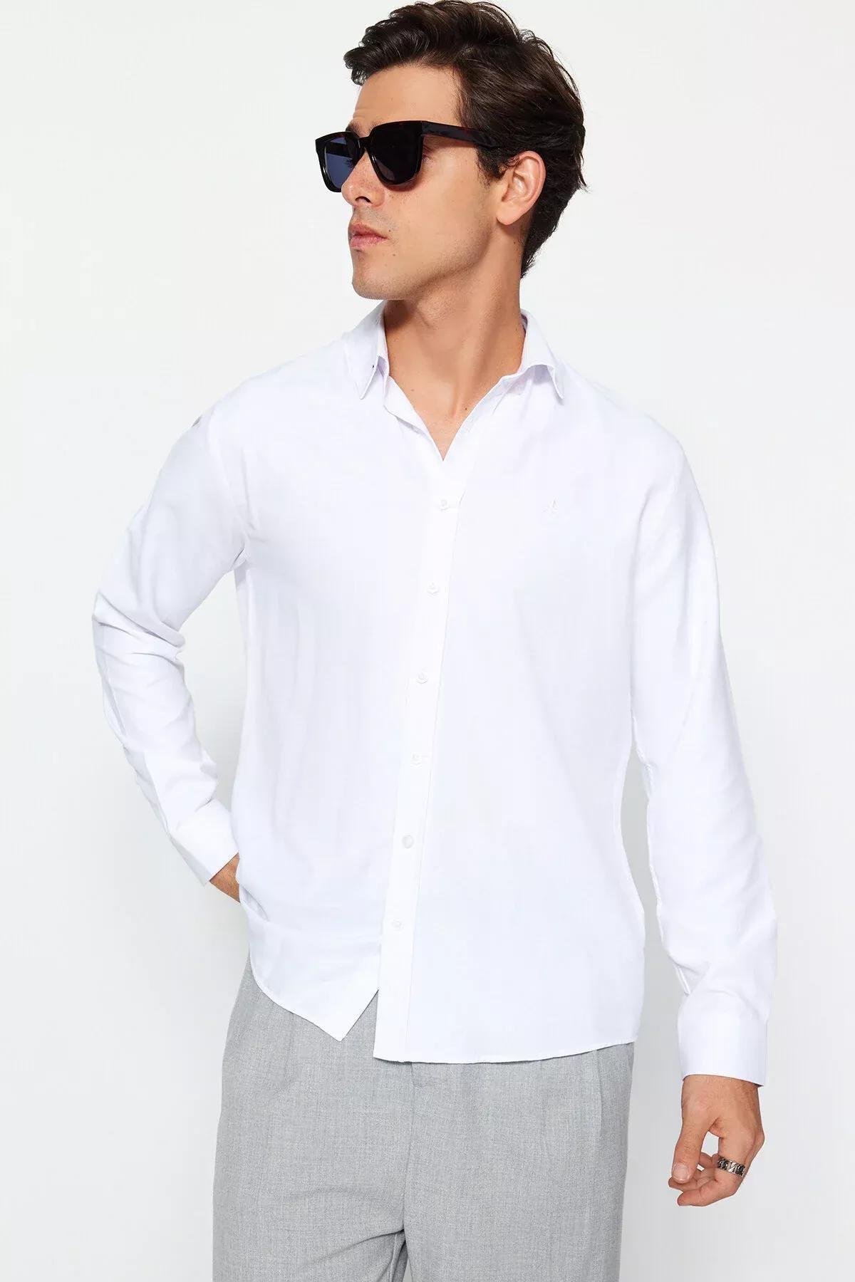 قميص مطرز، أبيض, White, large image number 6