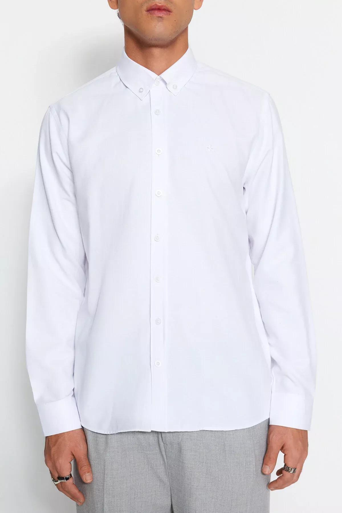 قميص مطرز، أبيض, White, large image number 9