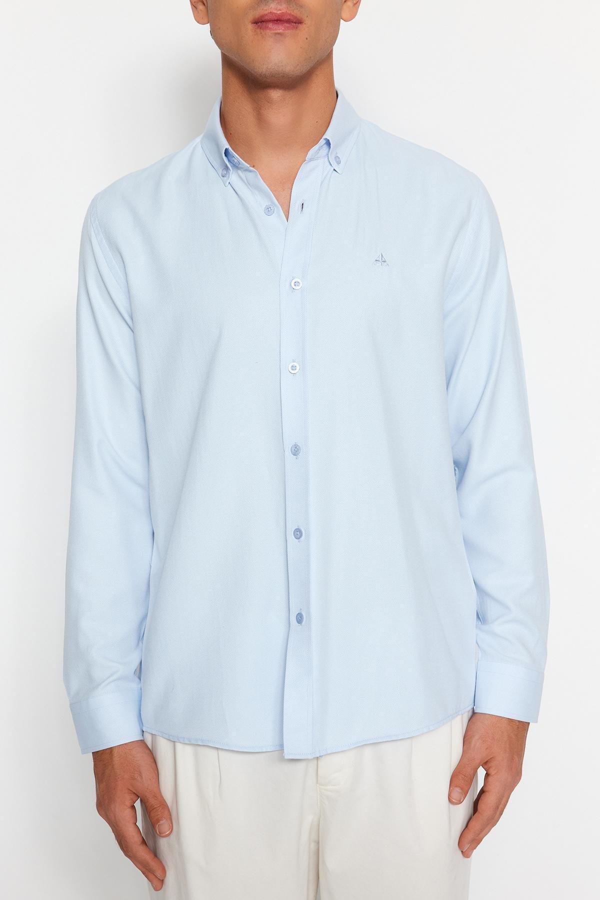 Blue Regular Embroidered Shirt, , large image number 2