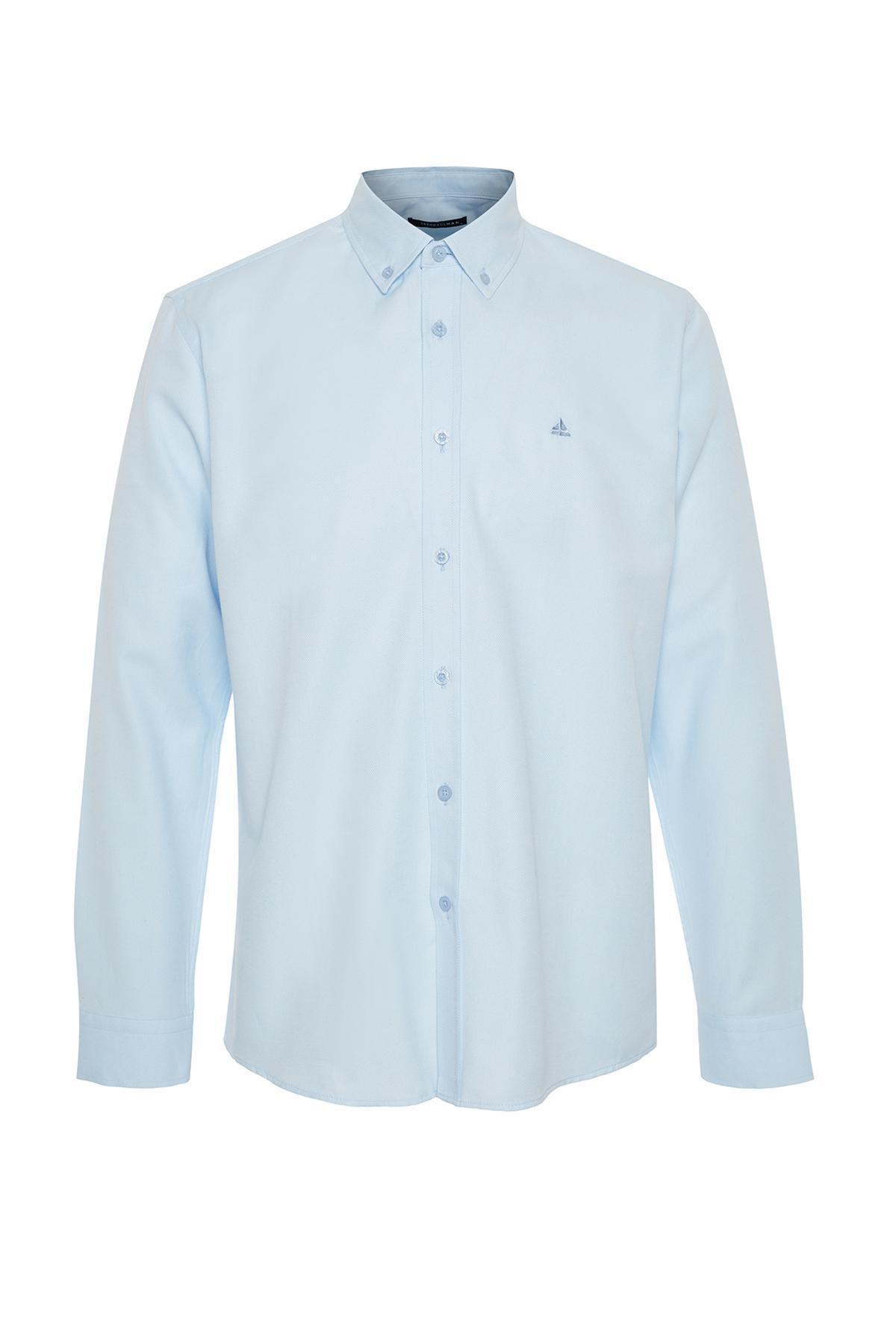 Blue Regular Embroidered Shirt, , large image number 5
