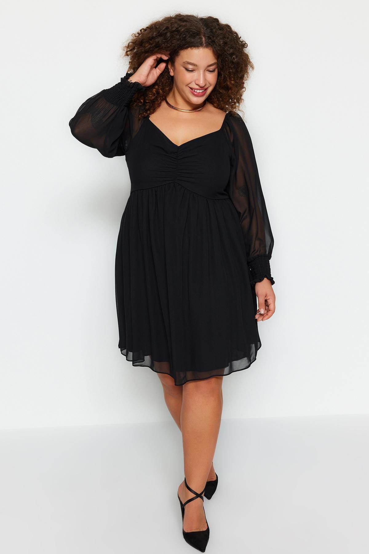 Black A-Line Mini Dress, BLACK, medium