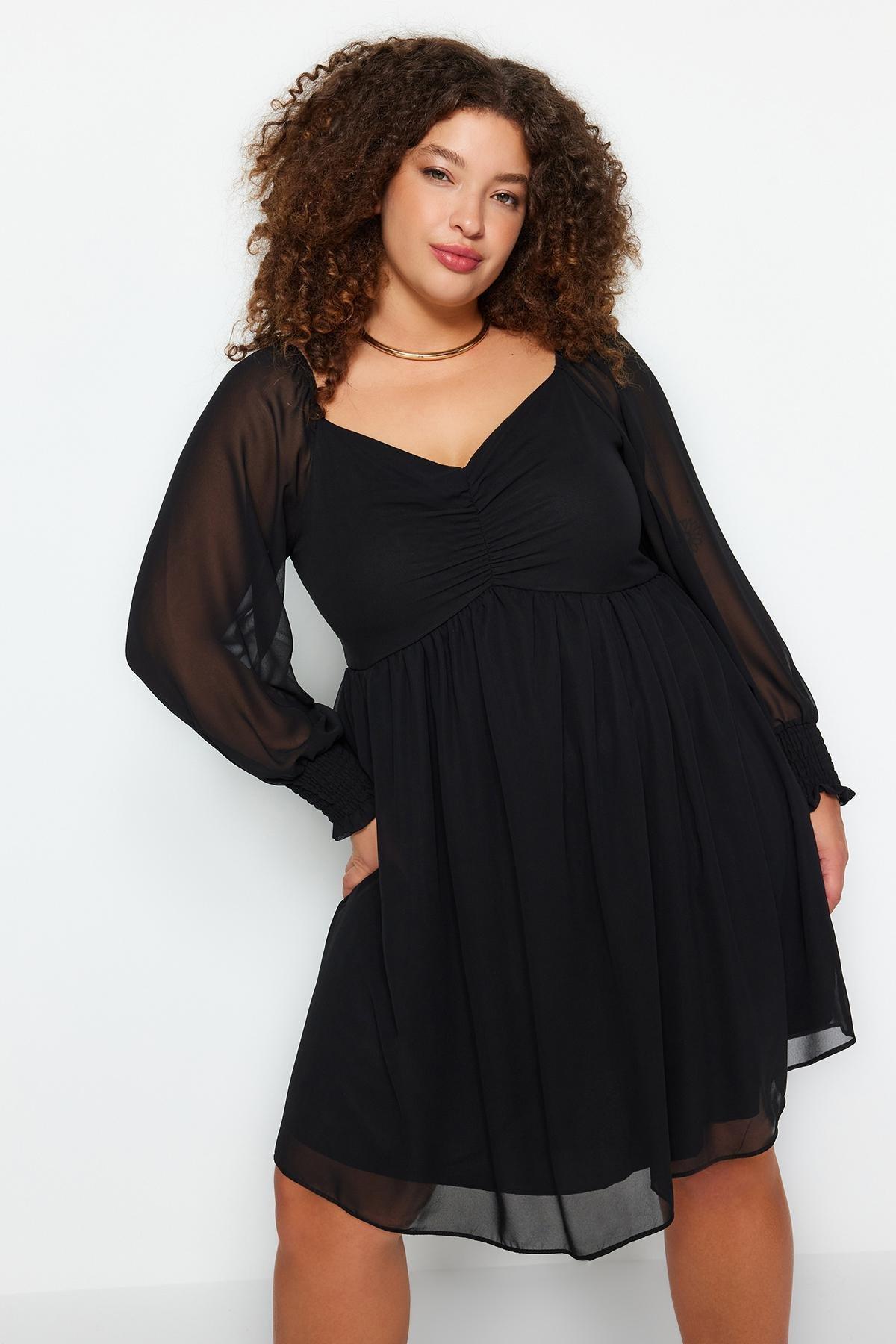Black A-Line Mini Dress, BLACK, medium