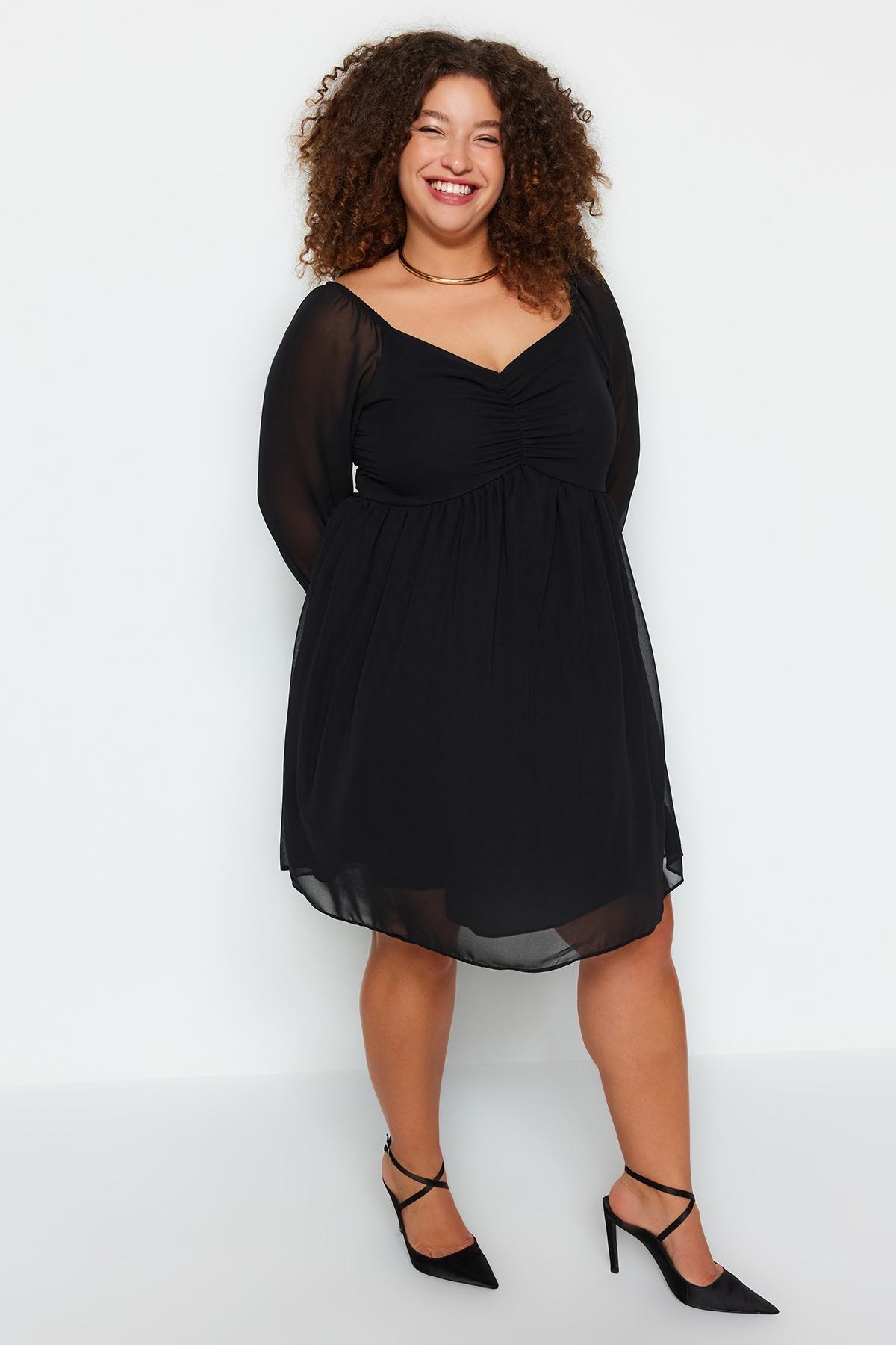 Black A-Line Mini Dress, BLACK, large image number 3