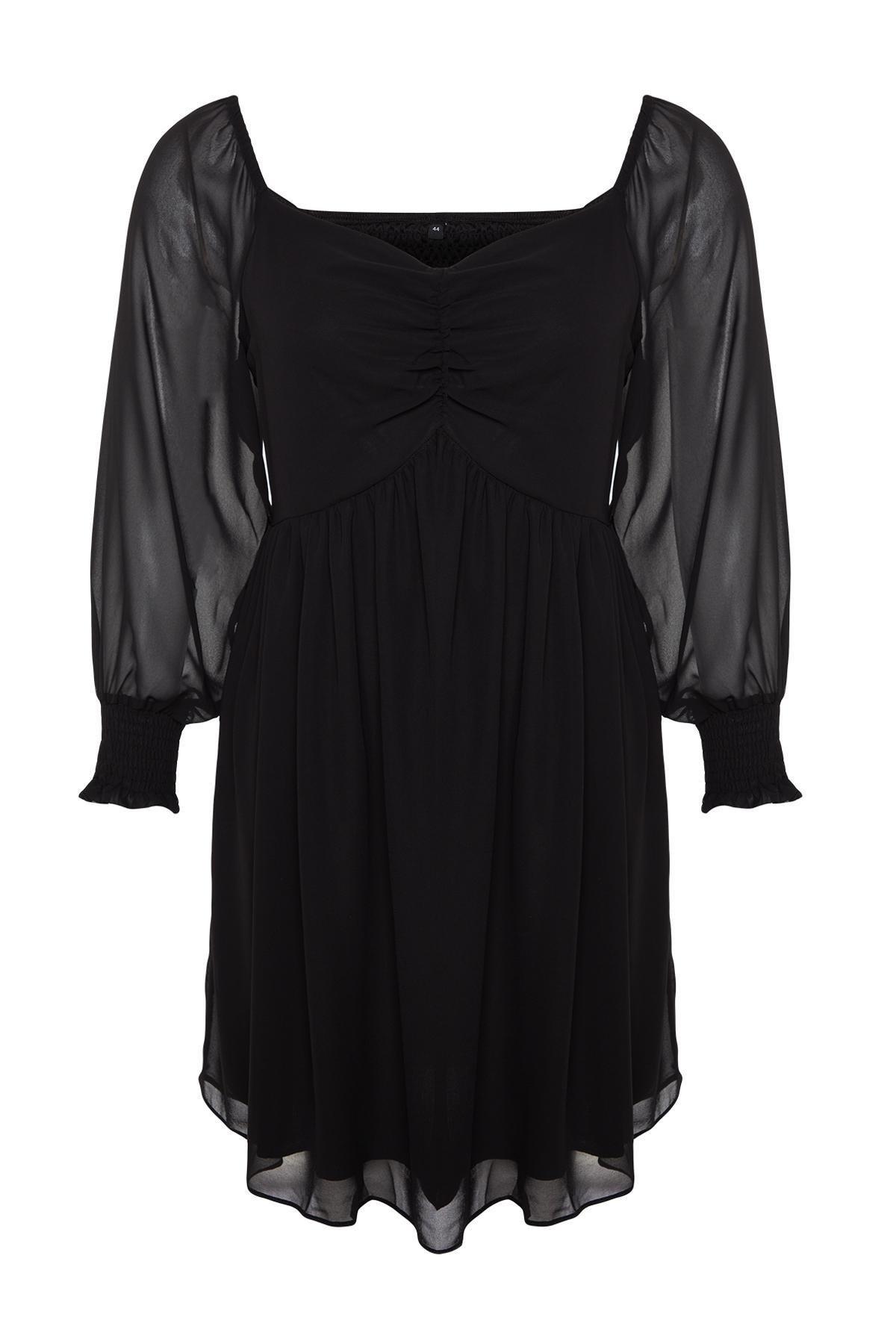 Black A-Line Mini Dress, BLACK, medium