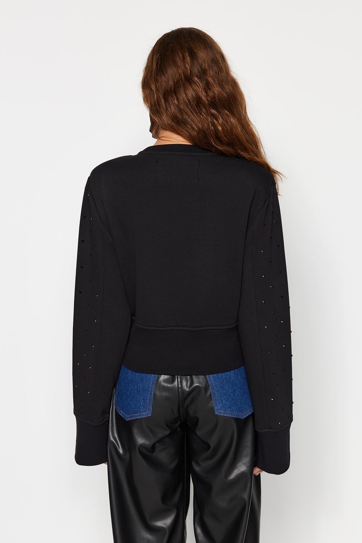 Black Printed Sweatshirt, BLACK, large image number 5