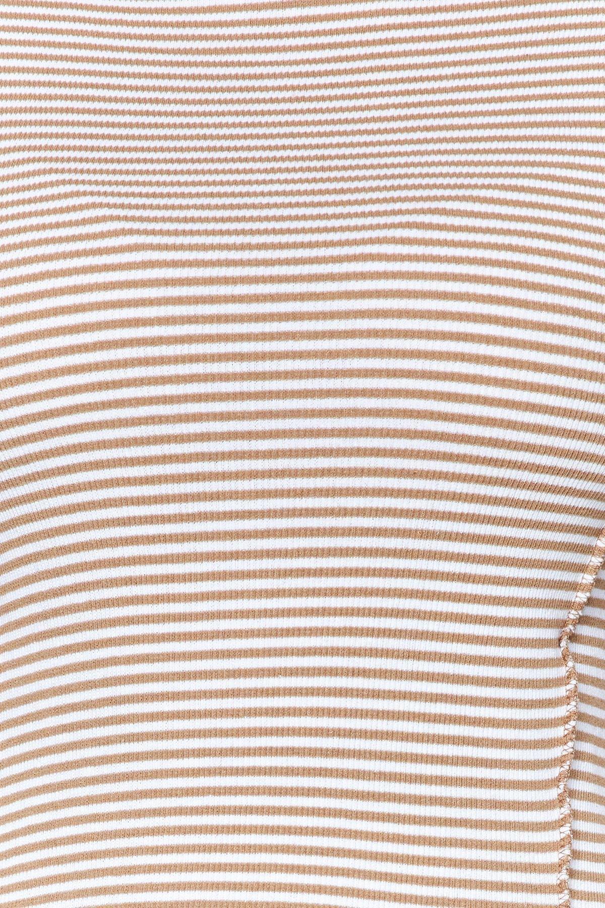 Trendyol - Brown Stripe Ribbed Knitted Blouse