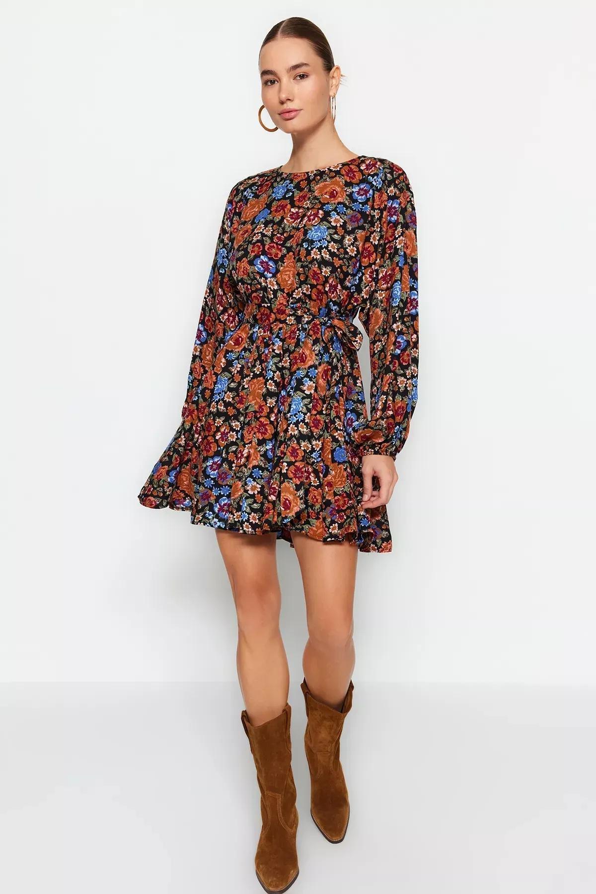 Multicolour Viscose Belted Skirt, , large image number 1