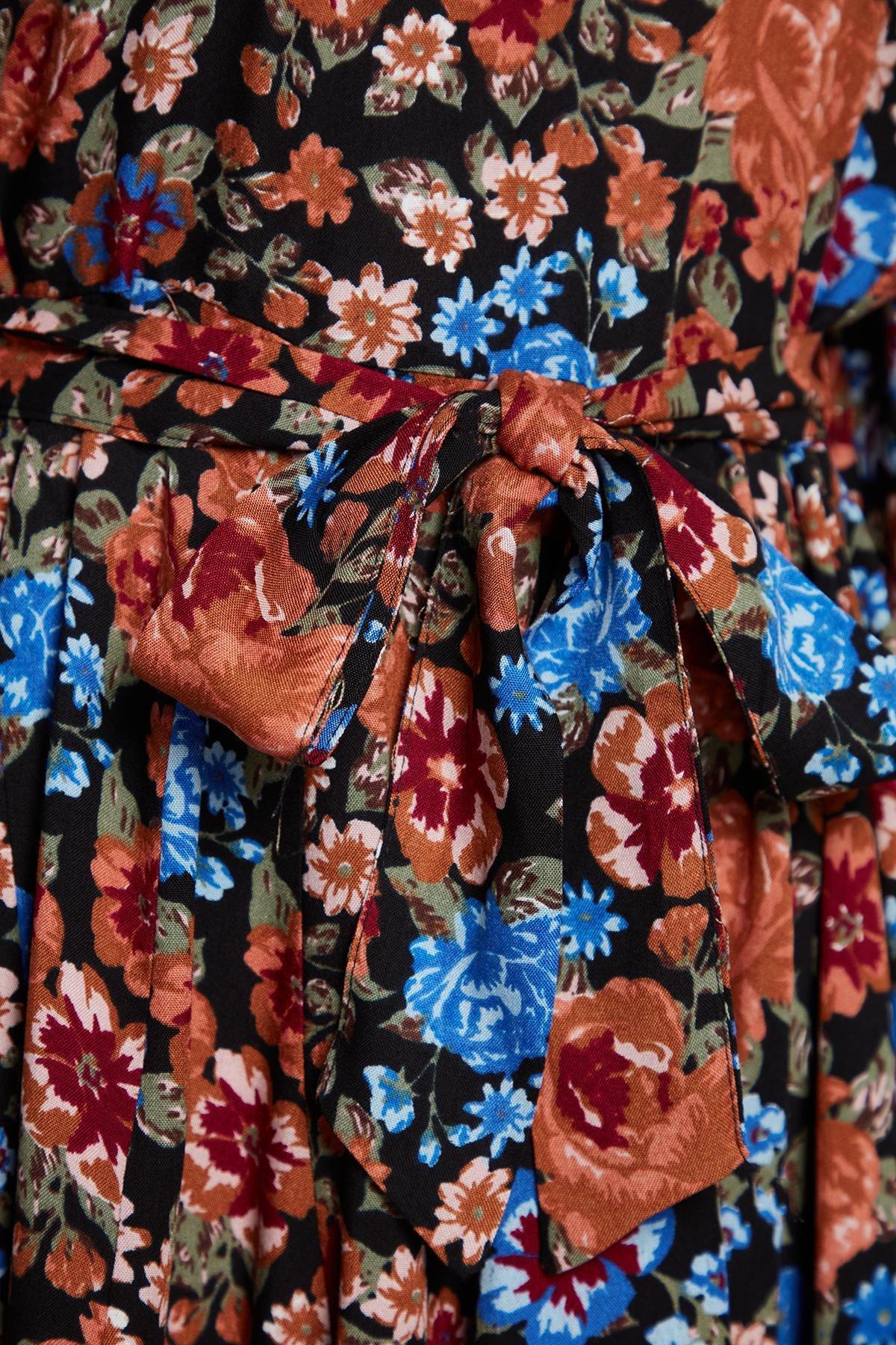 Multicolour Viscose Belted Skirt, , large image number 6