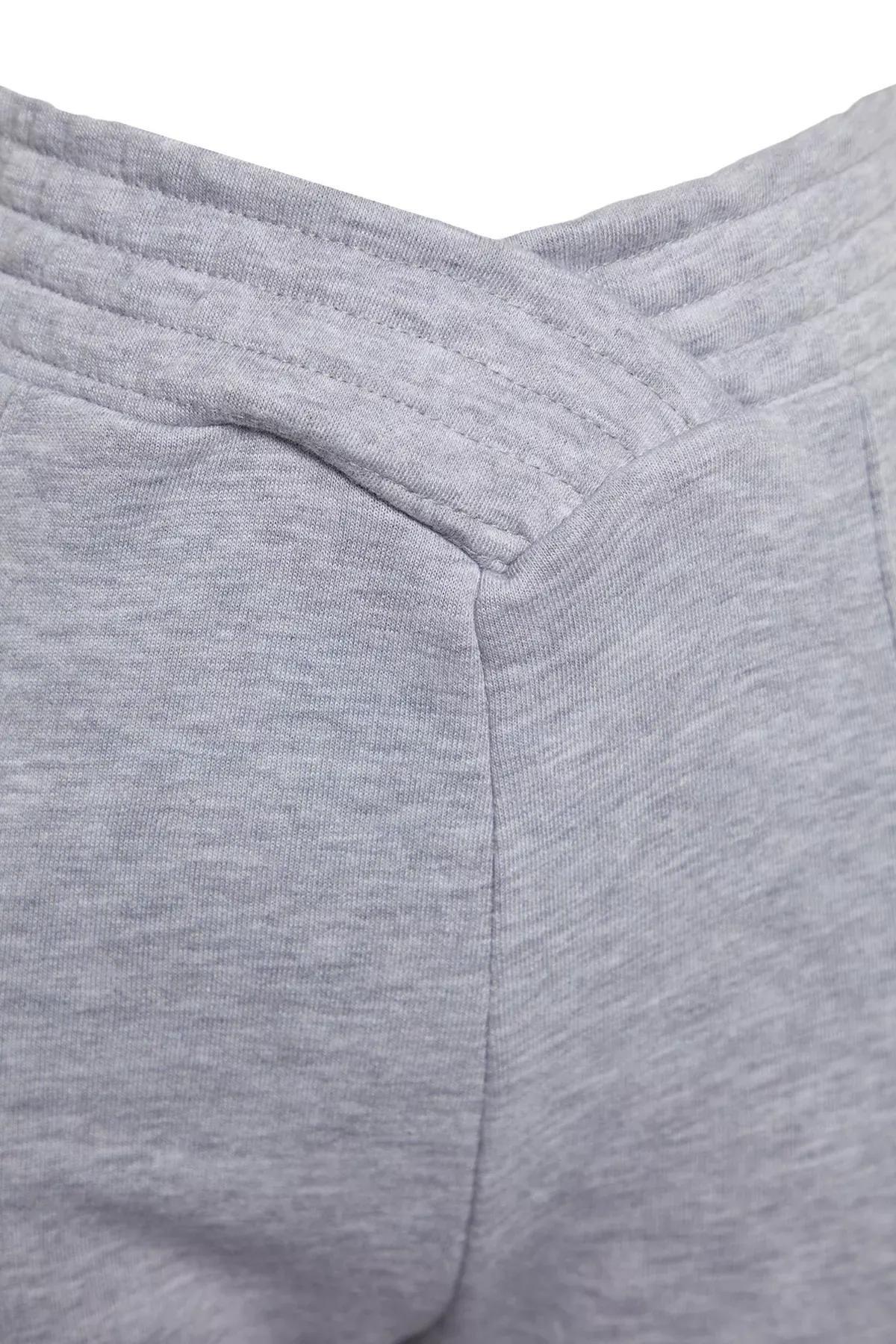 Gray Melange Thick Wide Leg/Wide Legs Waist Detail Knitted Knit Sweatpants TWOAW24EA00036., GRAY MELANGE, large image number 5