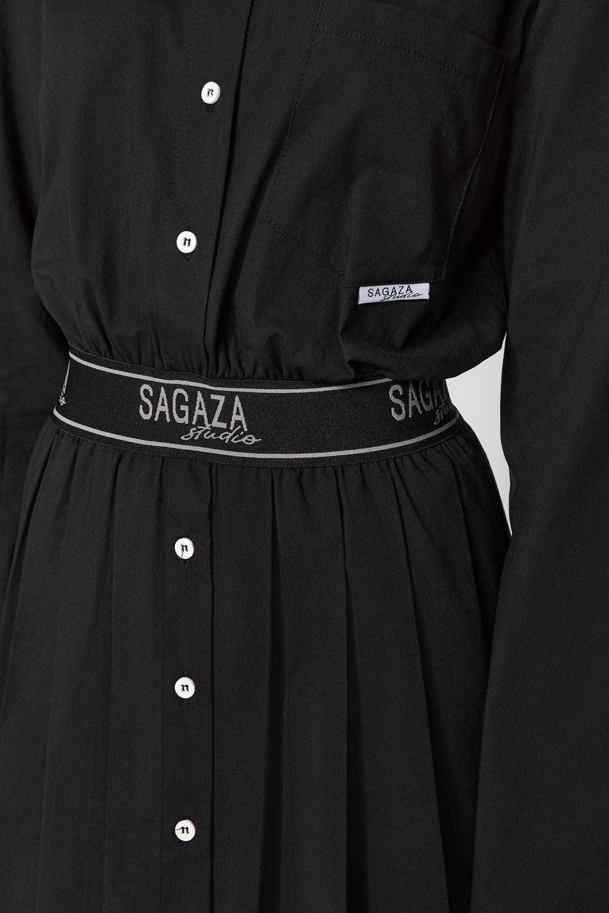 Black Pleated Open Waist Dress, , large image number 4