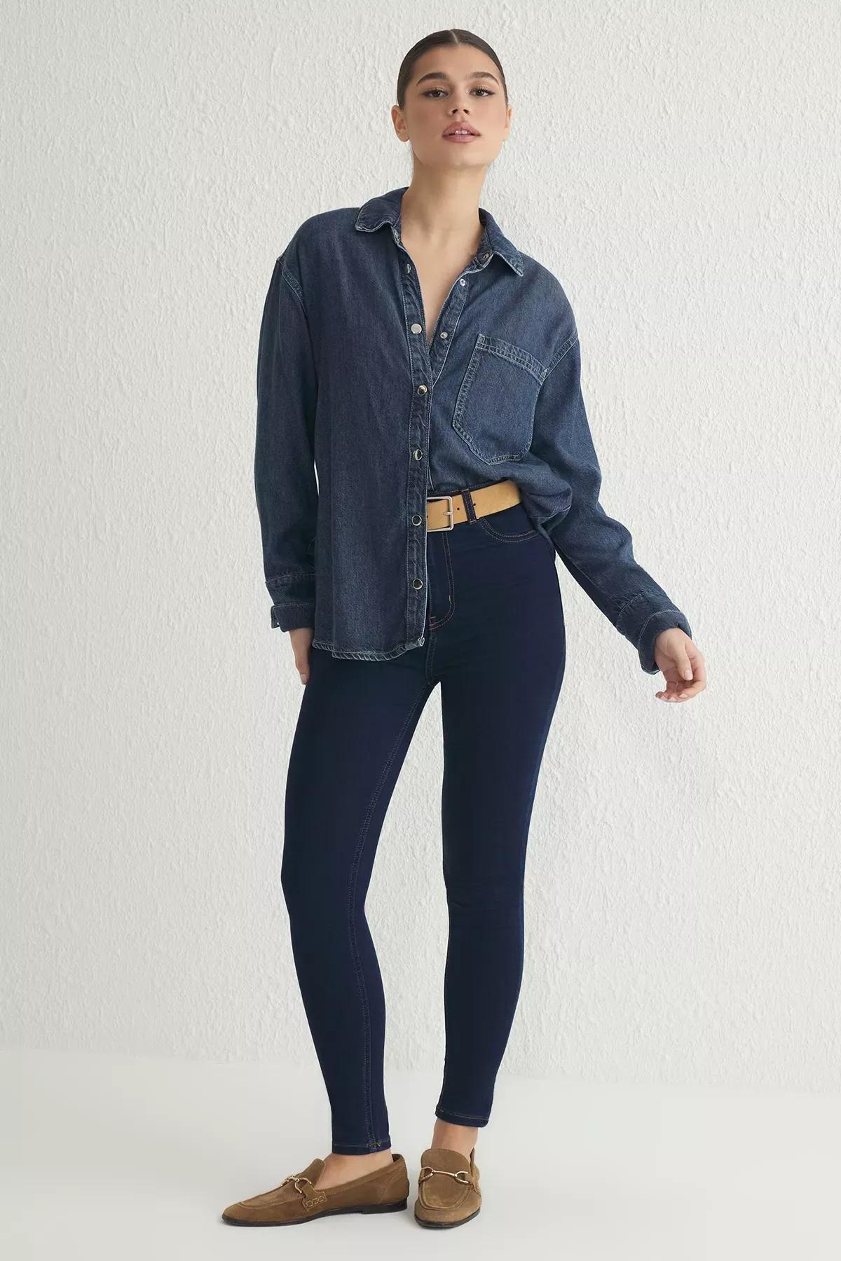 Blue Skinny Waist Jeans, , large image number 1