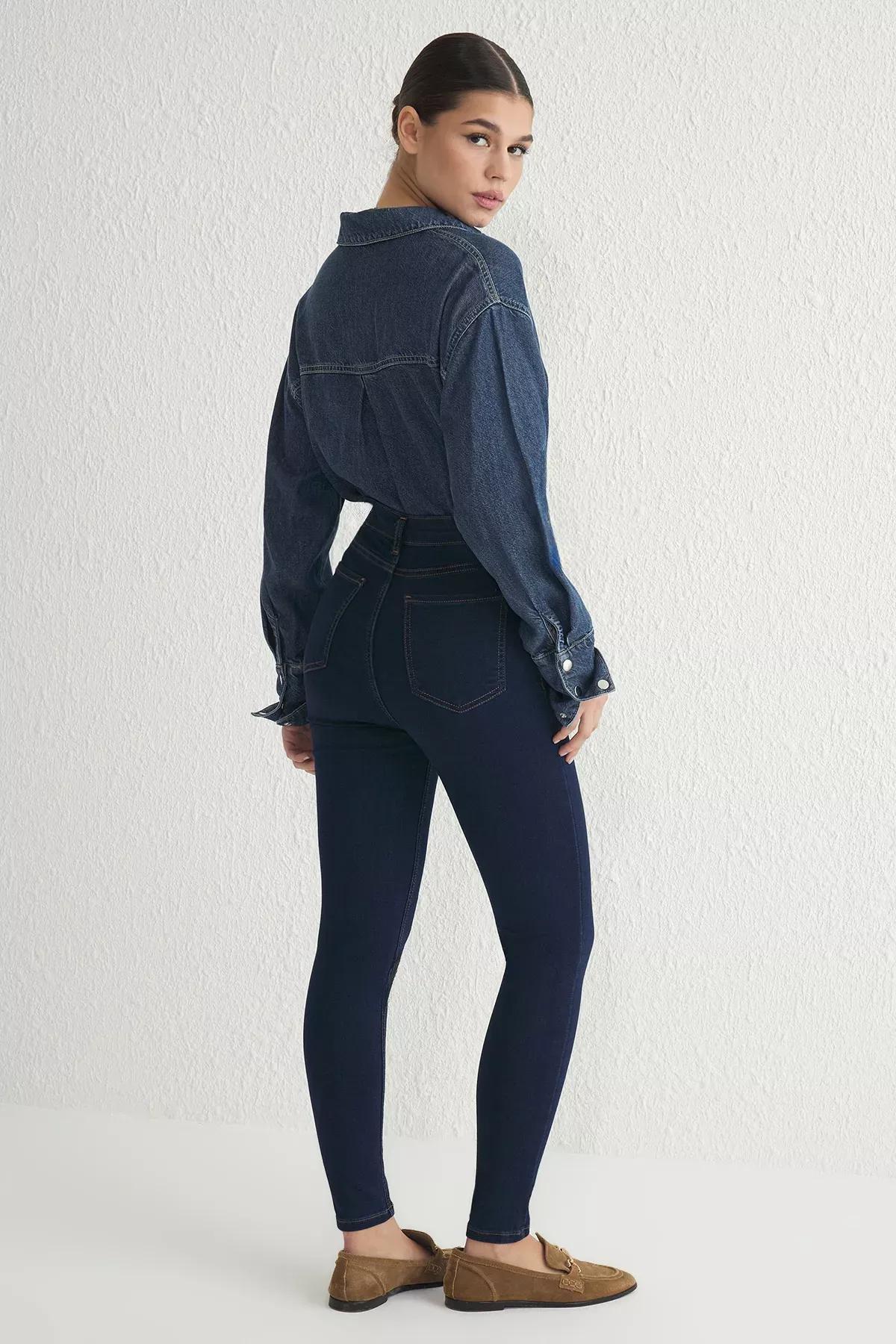Blue Skinny Waist Jeans, , large image number 4