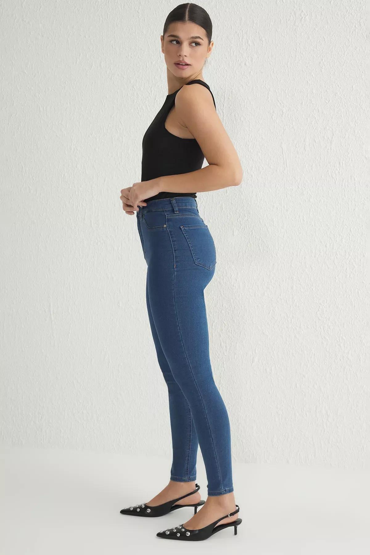 Purple High-Waist Skinny Jeans, Indigo, large image number 1