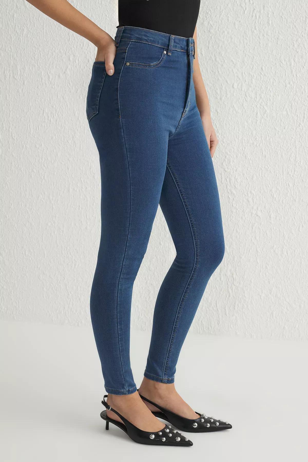 Purple High-Waist Skinny Jeans, Indigo, large image number 3