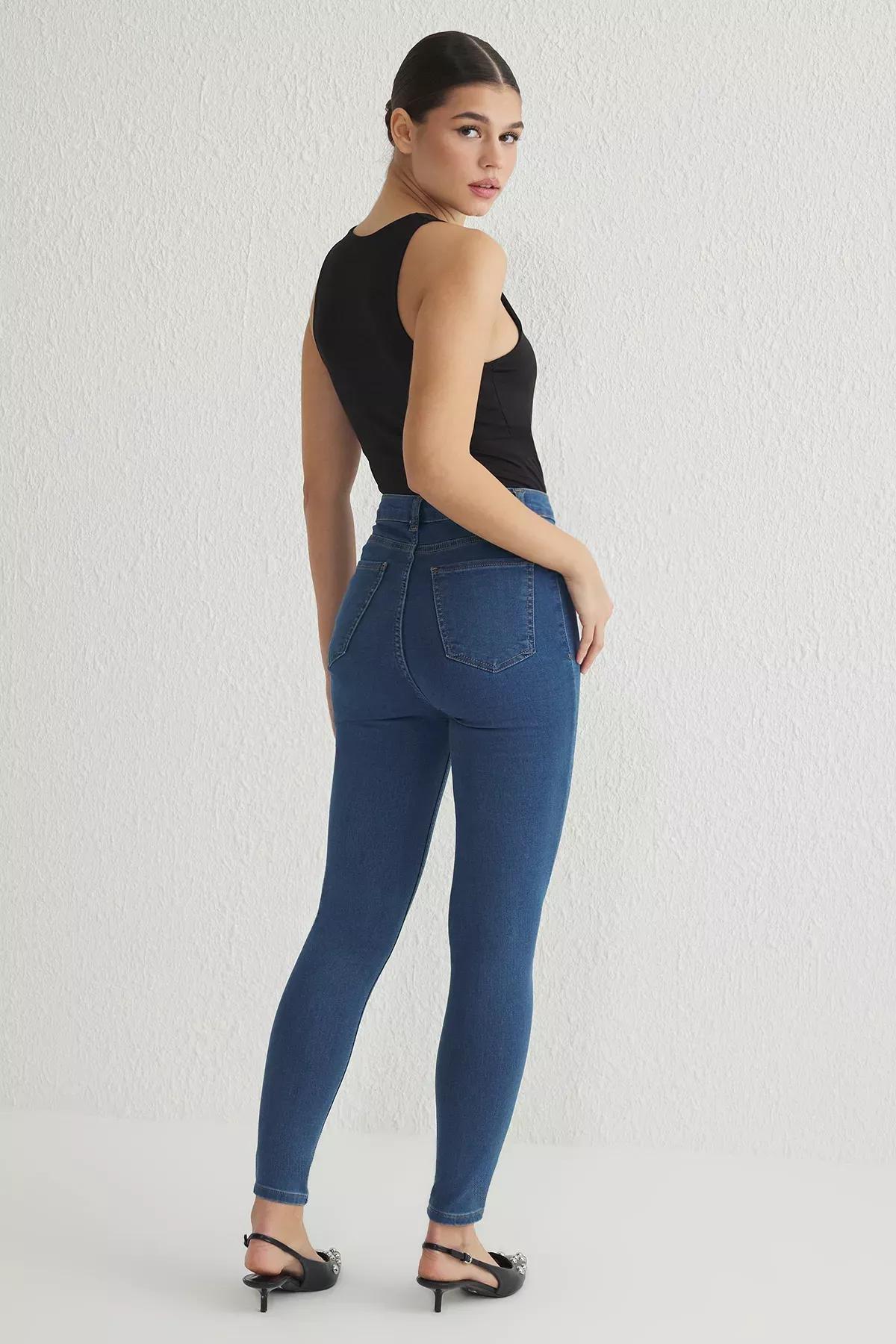 Purple High-Waist Skinny Jeans, Indigo, large image number 4