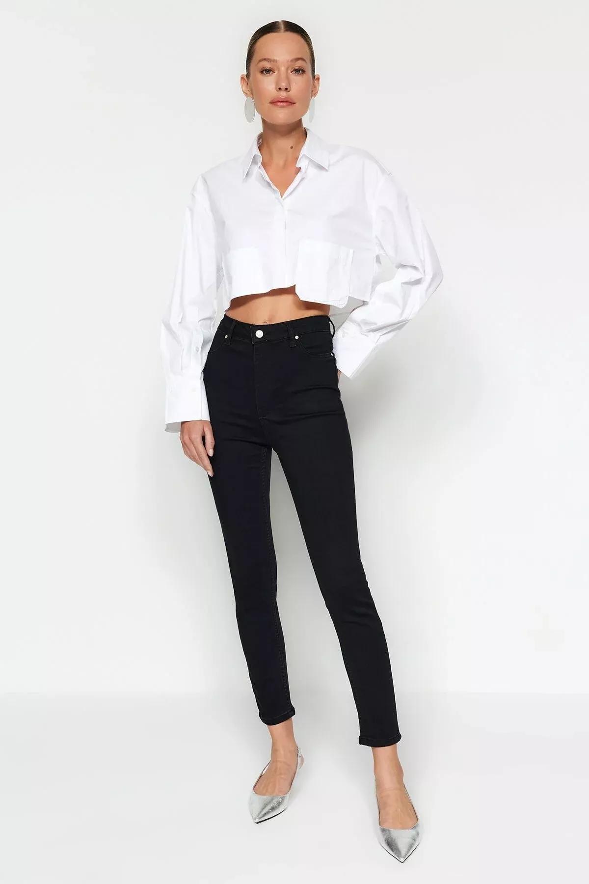 Black High Waist Jegging Jeans, BLACK, large image number 0