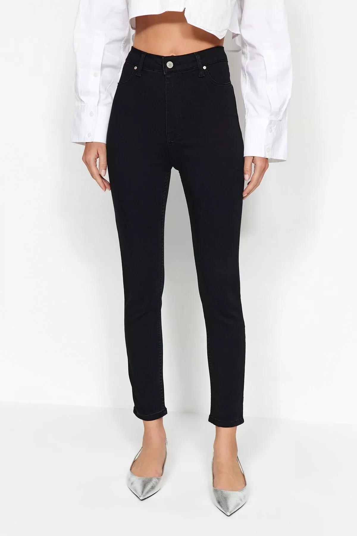 Black High Waist Jegging Jeans, BLACK, large image number 4