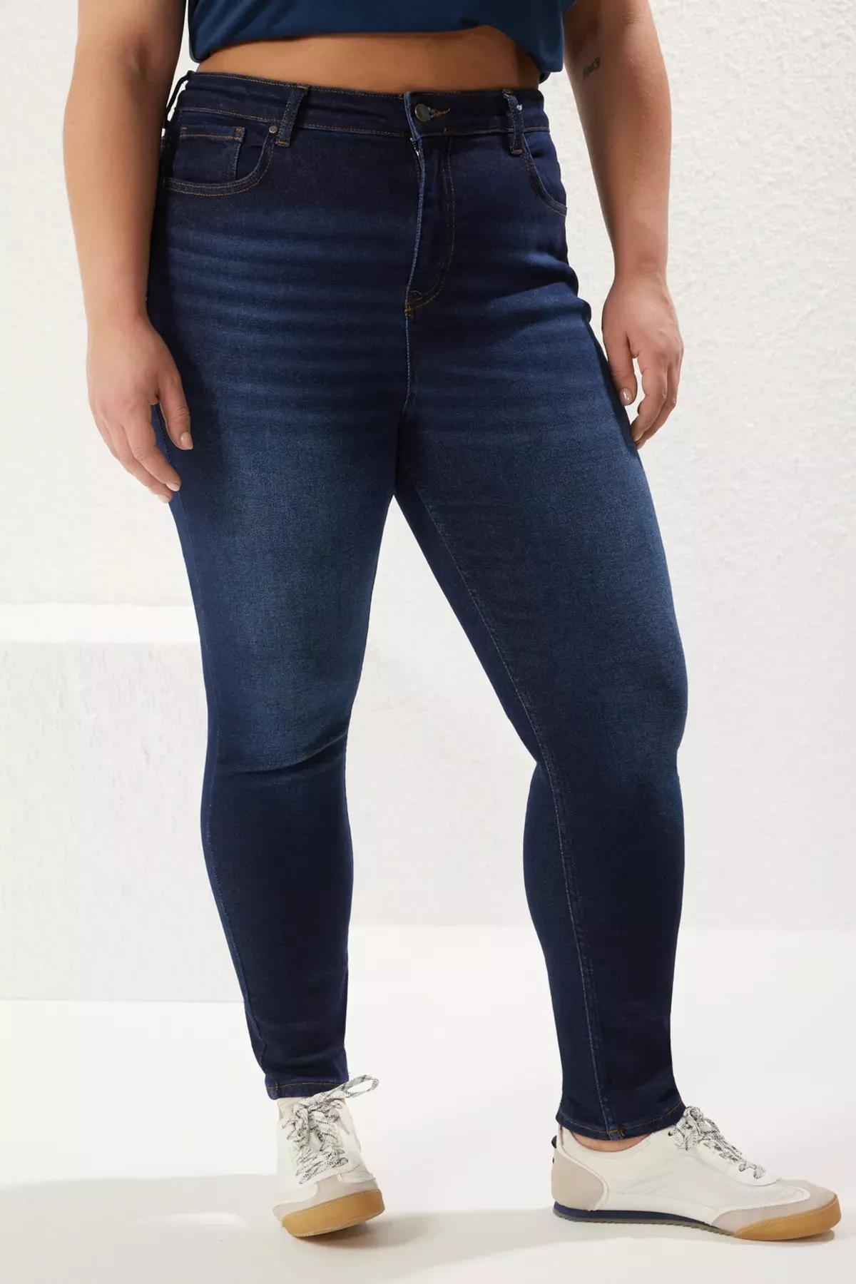 Navy High Waist Stretchy Skinny Jeans, , large image number 2