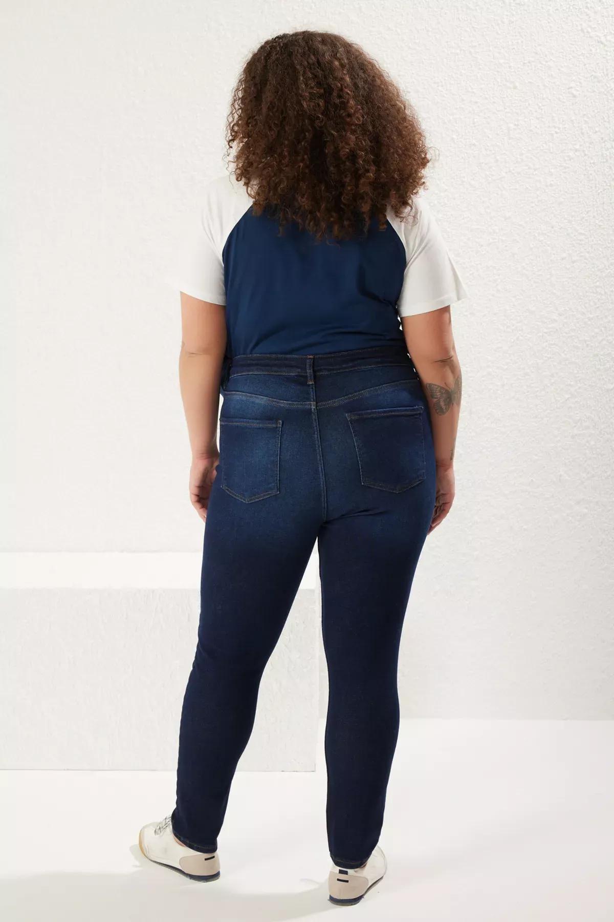 Navy High Waist Stretchy Skinny Jeans, , large image number 4