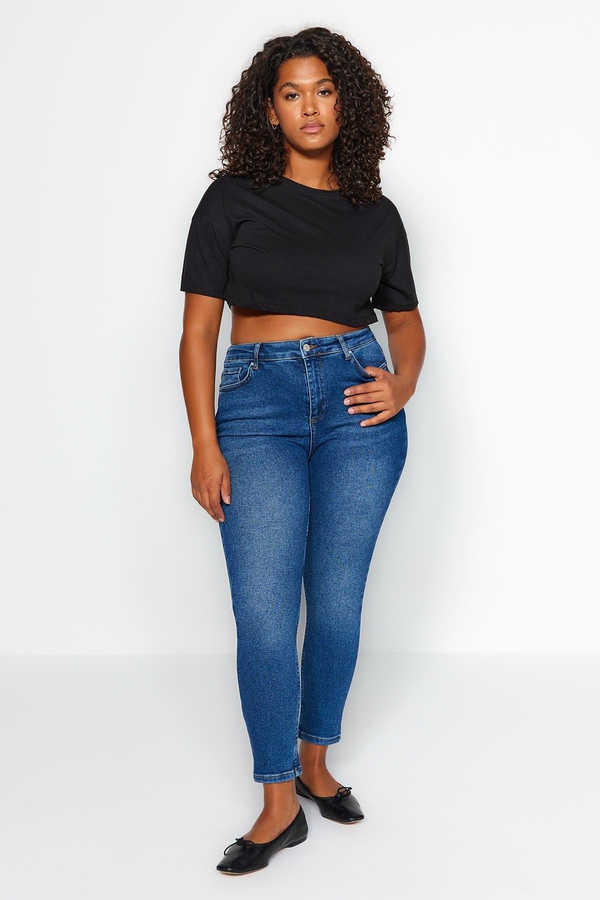 Blue High Waist Flexible Skinny Jeans, , large image number 0