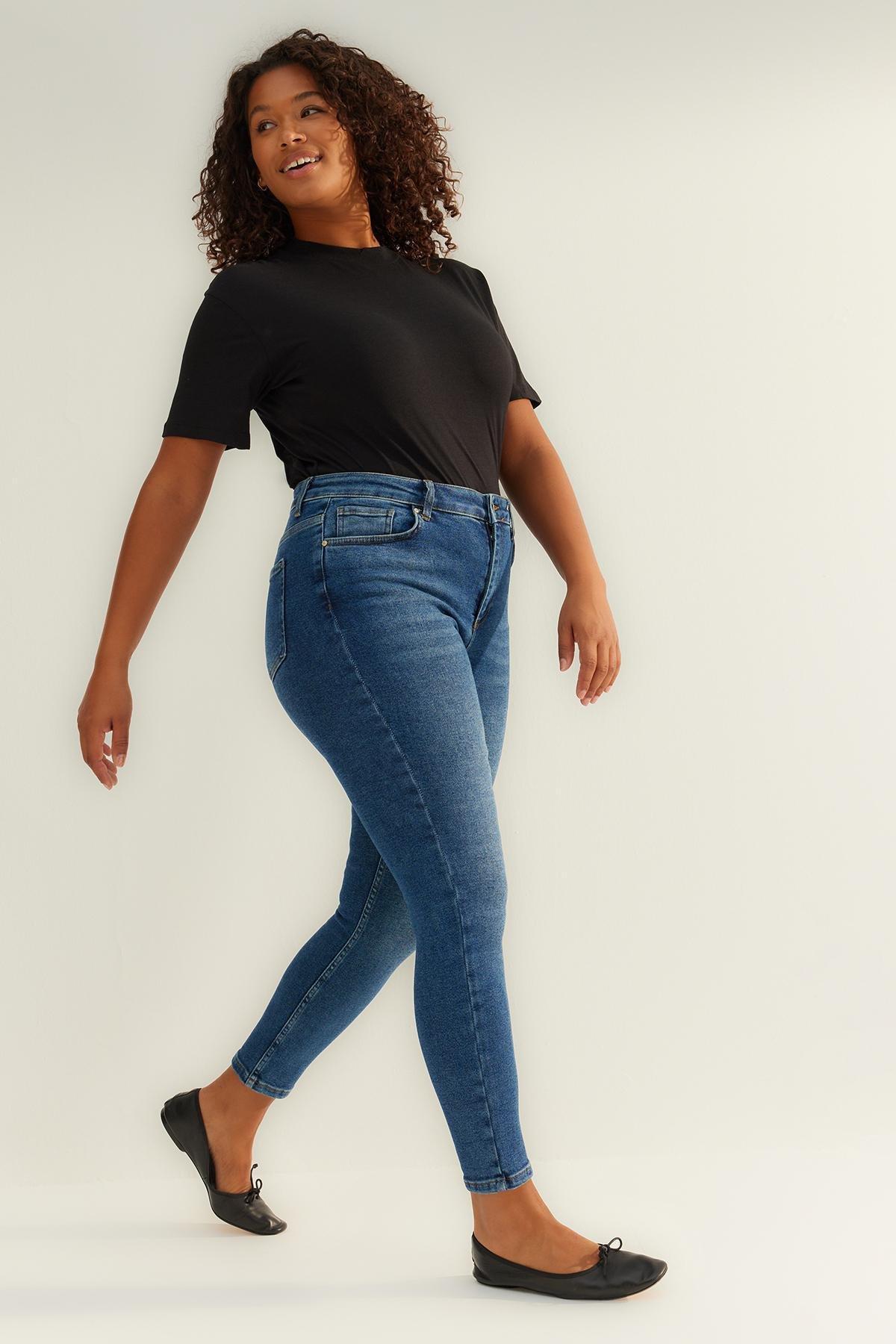 Blue High Waist Flexible Skinny Jeans, , large image number 1