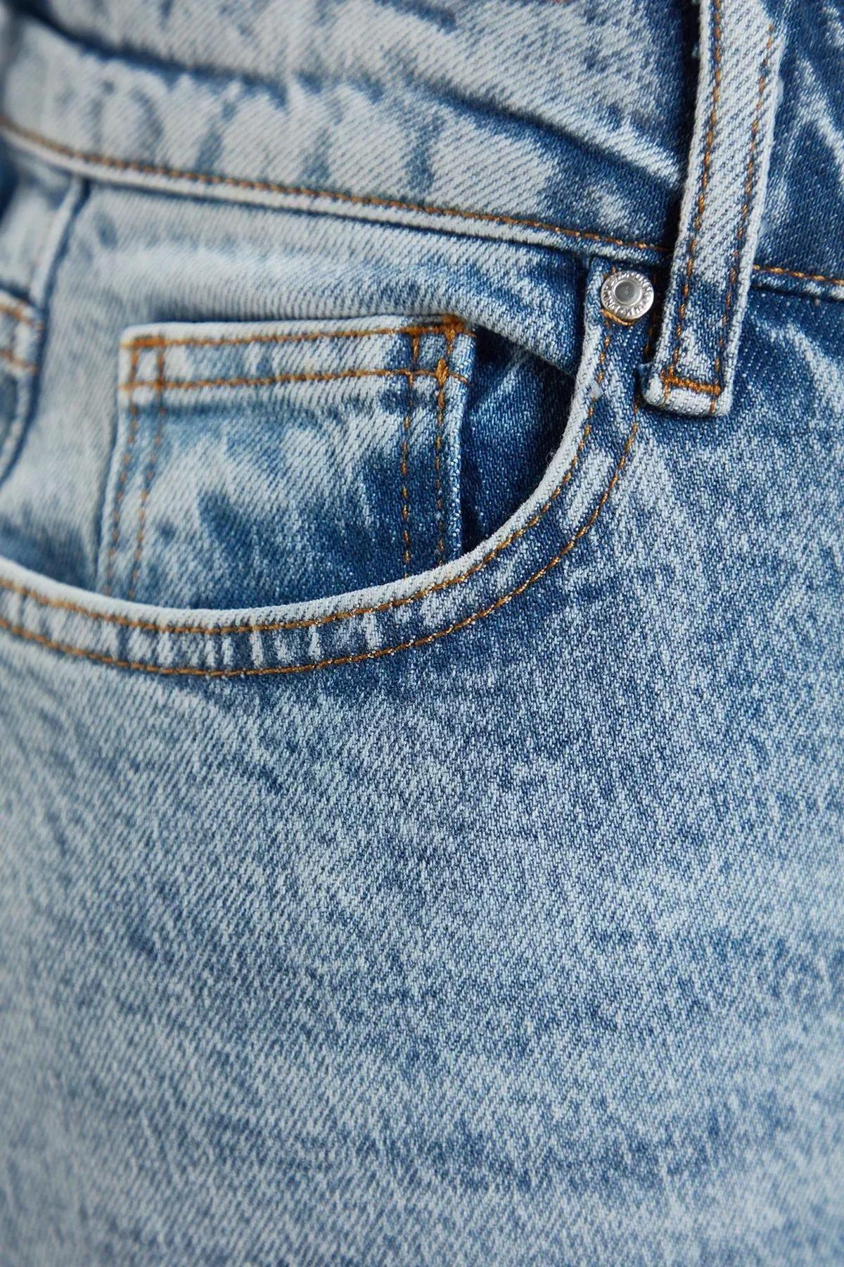 جينز بقصة مام بخصر مرتفع، أزرق, Blue, large image number 7