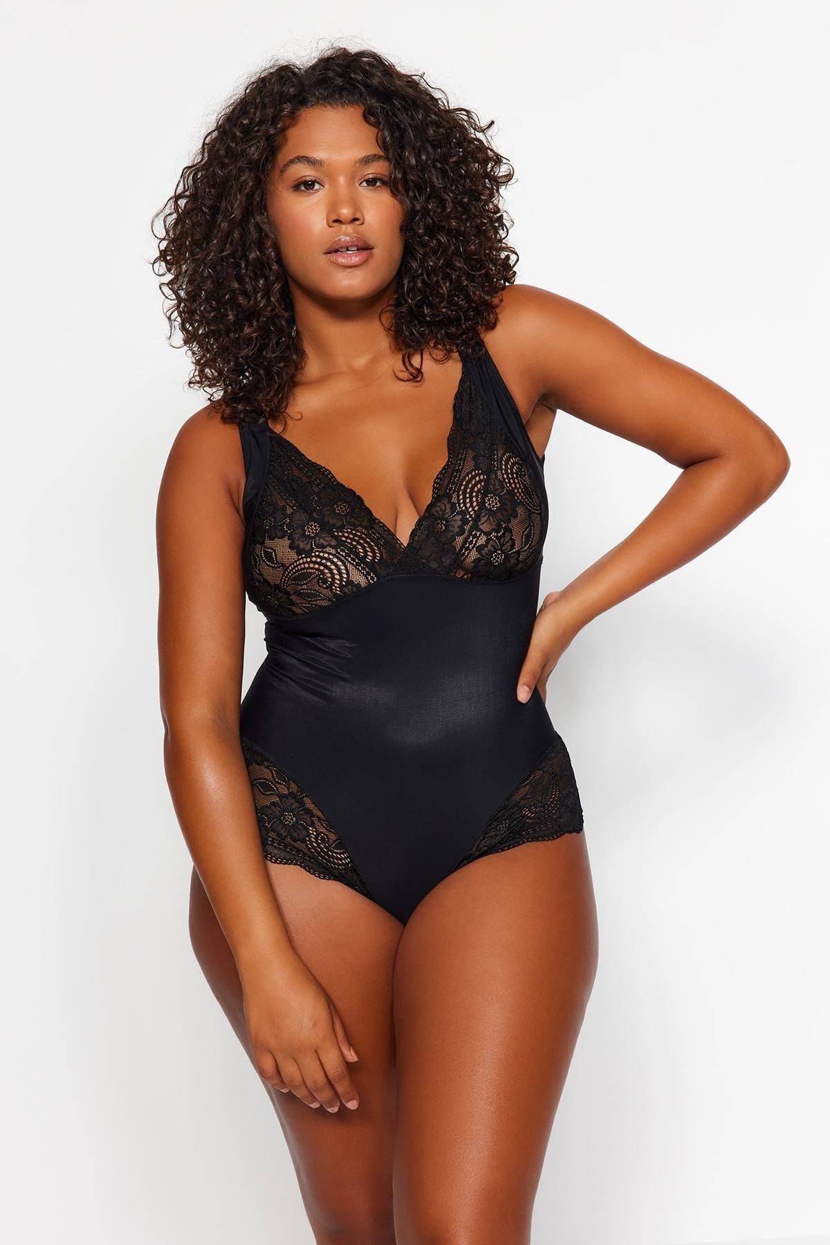 Black Lace Detailed Corset, , large image number 0