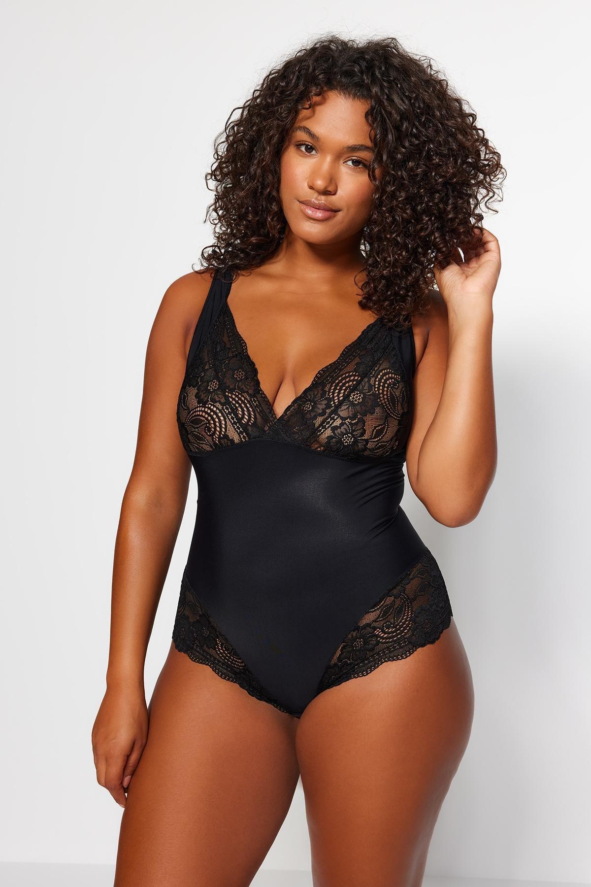 Black Lace Detailed Corset, , large image number 2