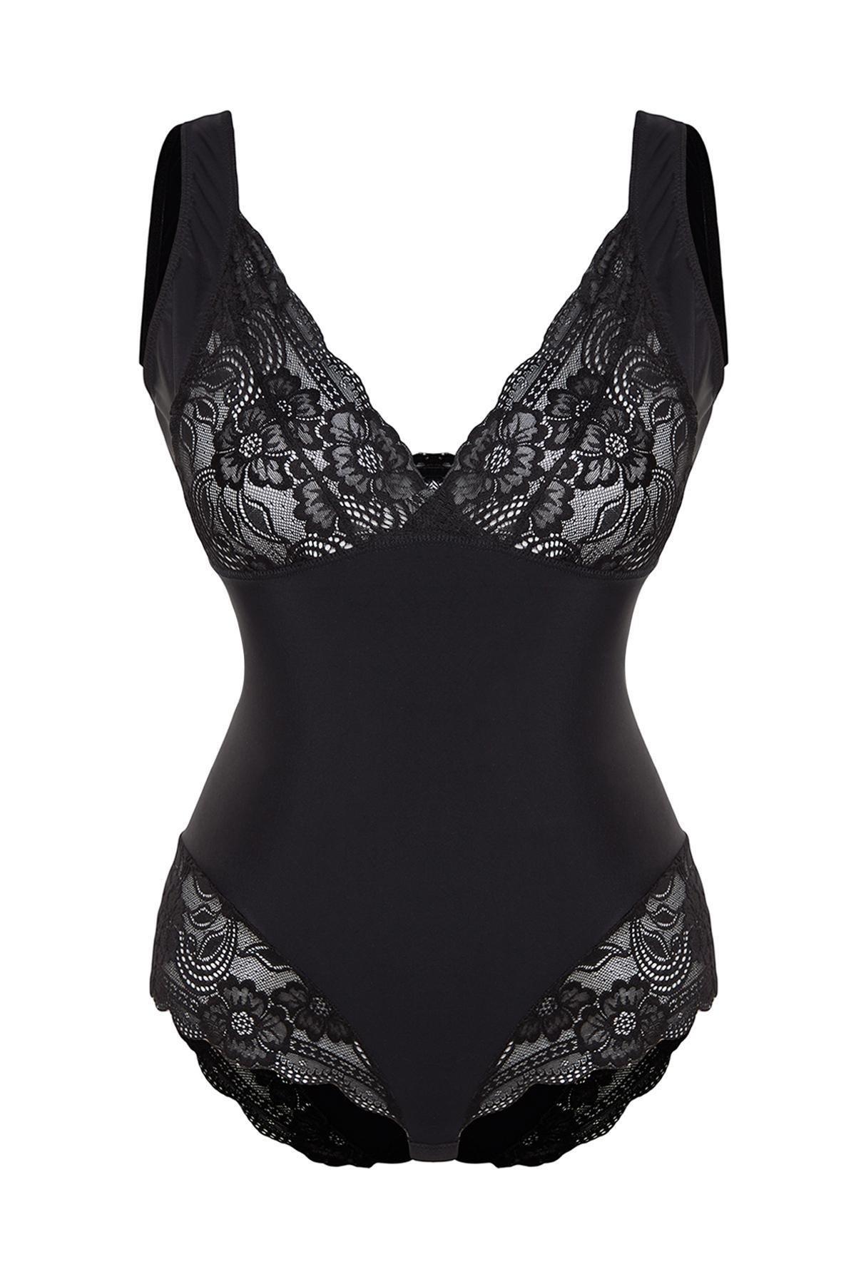 Black Lace Detailed Corset, , large image number 5