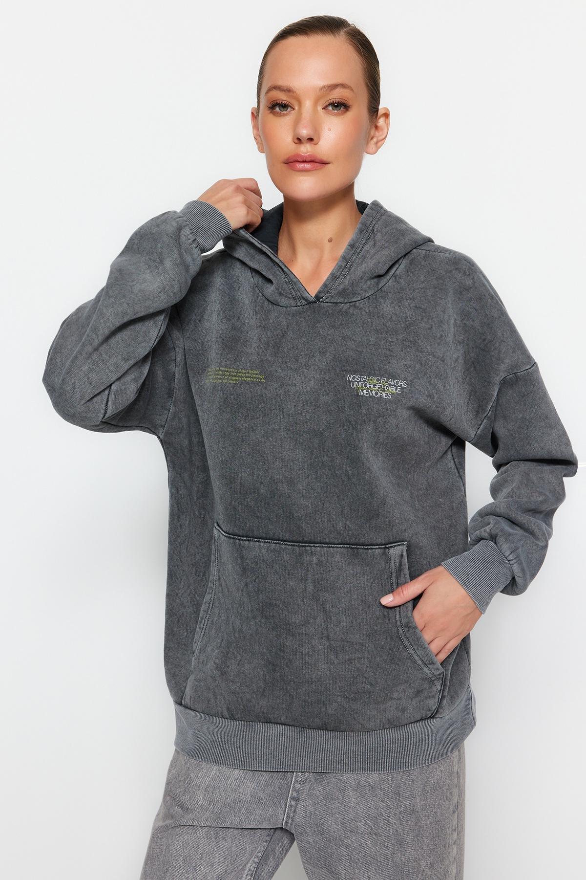 Grey Oversized Knitted Sweatshirt, , large image number 0