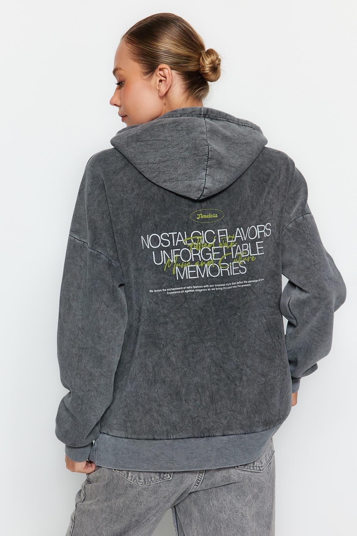 Grey Oversized Knitted Sweatshirt, , large image number 2