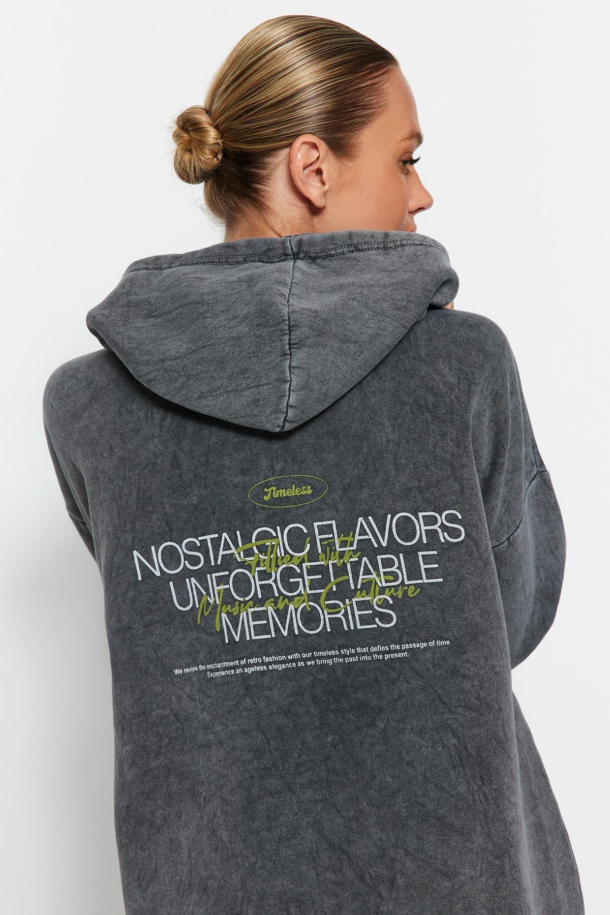 Grey Oversized Knitted Sweatshirt, , large image number 3