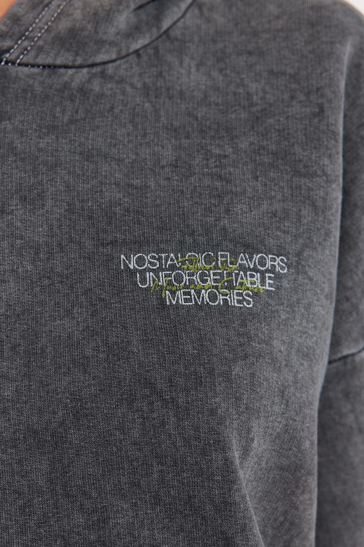 Grey Oversized Knitted Sweatshirt, , large image number 6