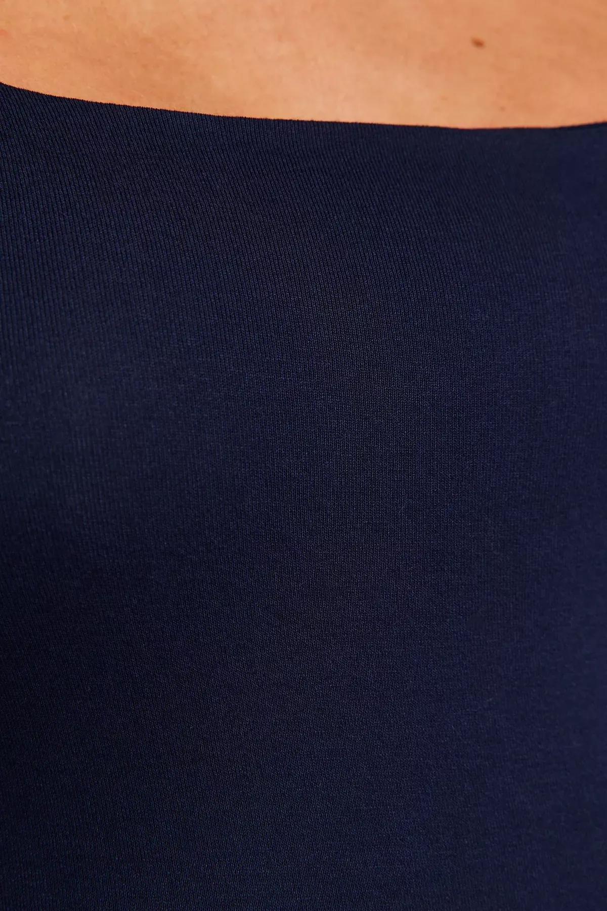 Navy Collared Knitted Body, Navy blue, large image number 4