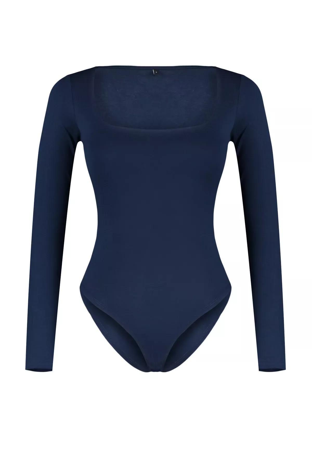 Navy Collared Knitted Body, Navy blue, large image number 5