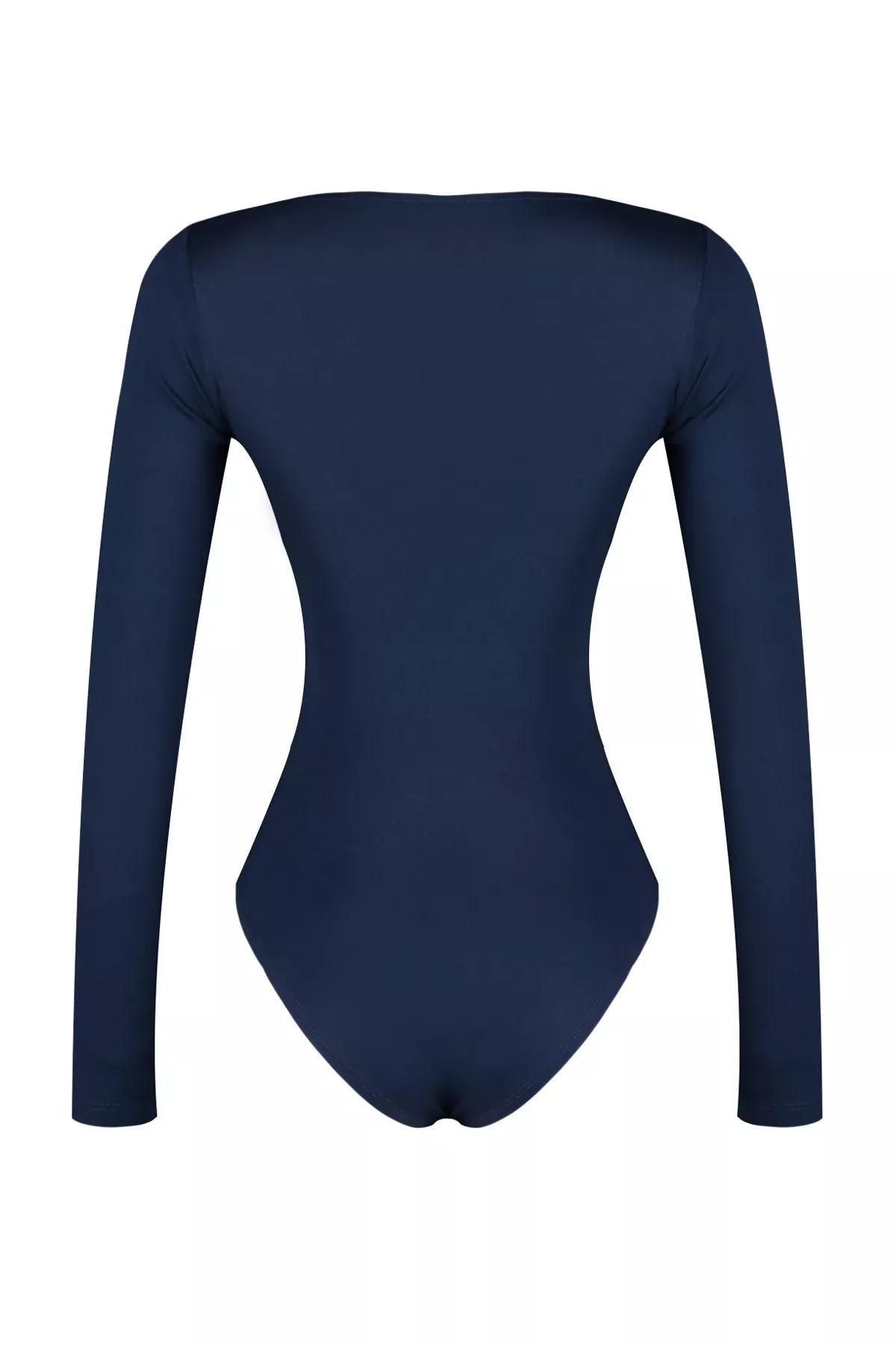 Navy Collared Knitted Body, Navy blue, large image number 7