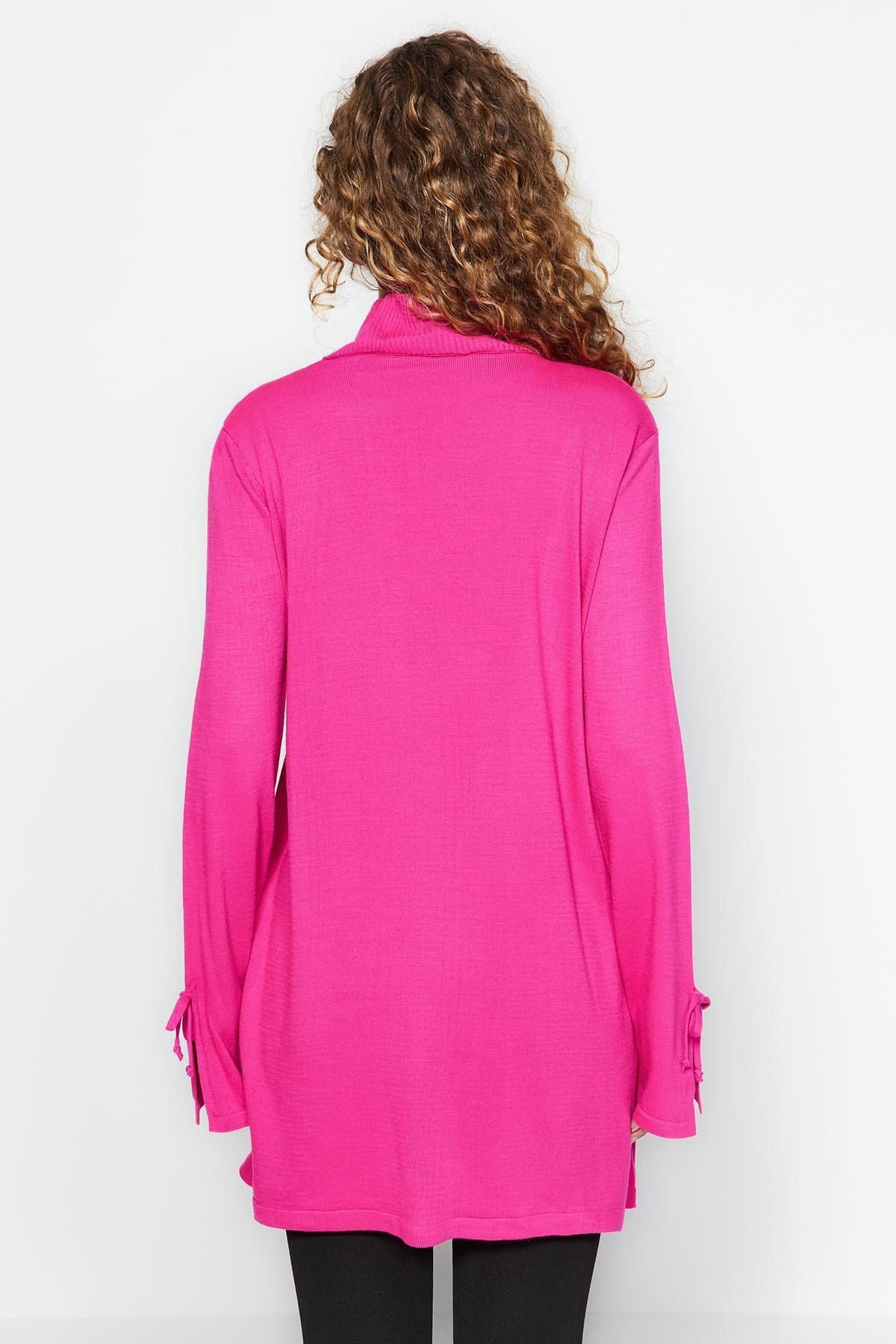Trendyol - Pink Stand-Up Collar Knitwear Sweater