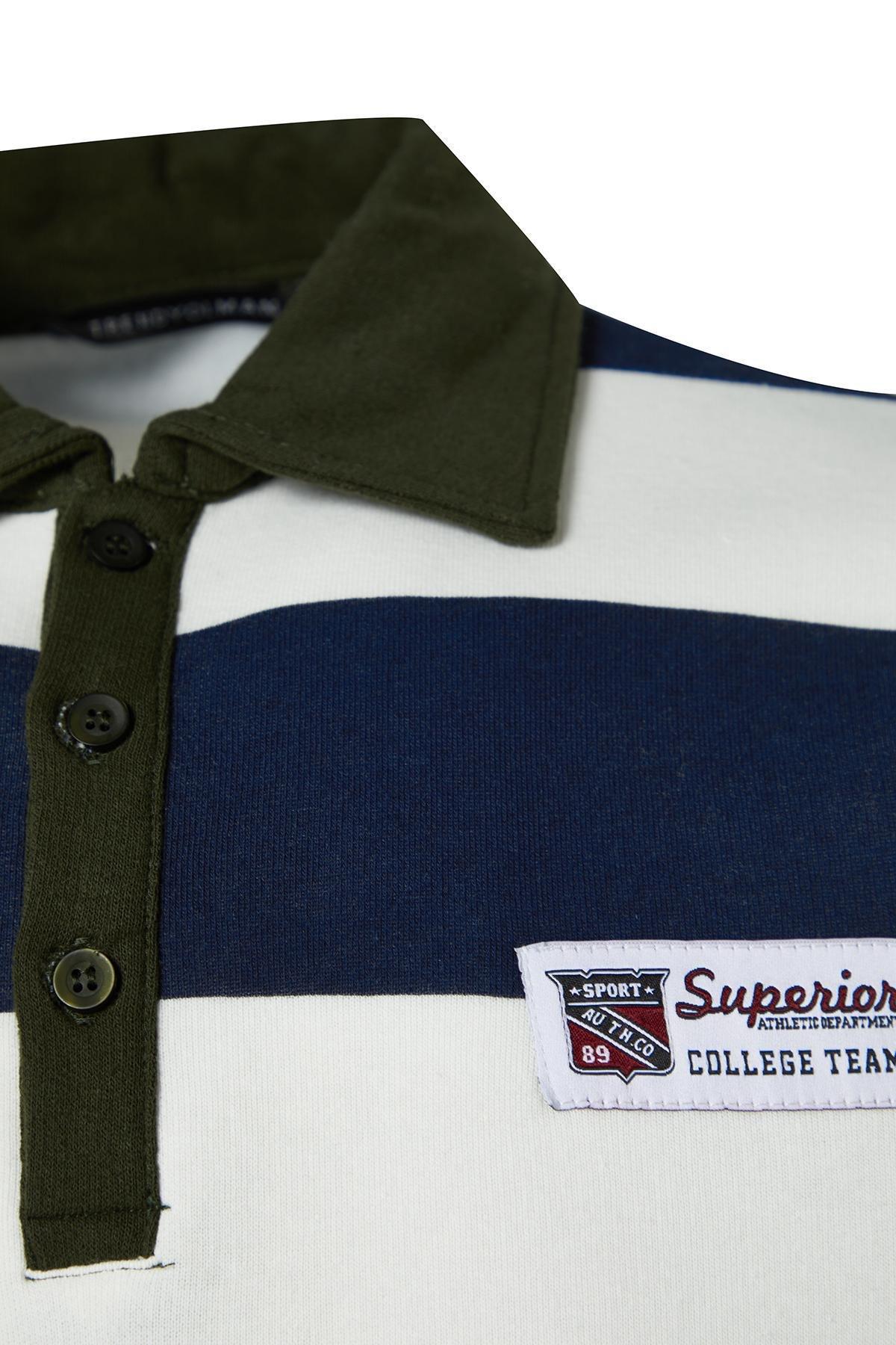Navy Collared Striped Sweatshirt, , large image number 6
