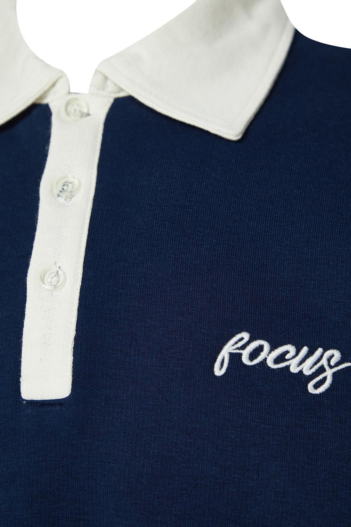 Trendyol - Navy Polo Collar Embroidered Sweatshirt.<br>