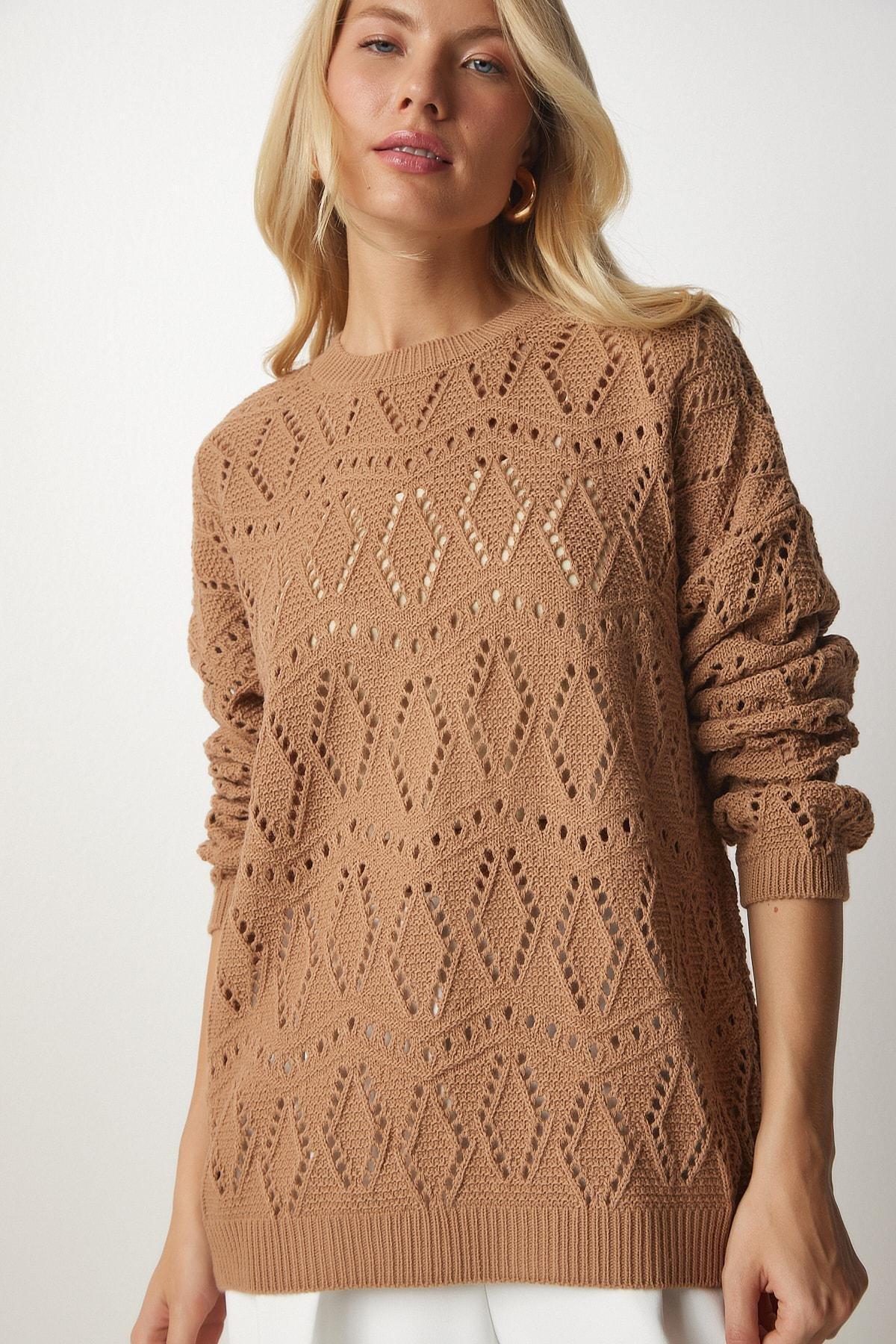 Brown Openwork Knitwear Sweater, , large image number 2