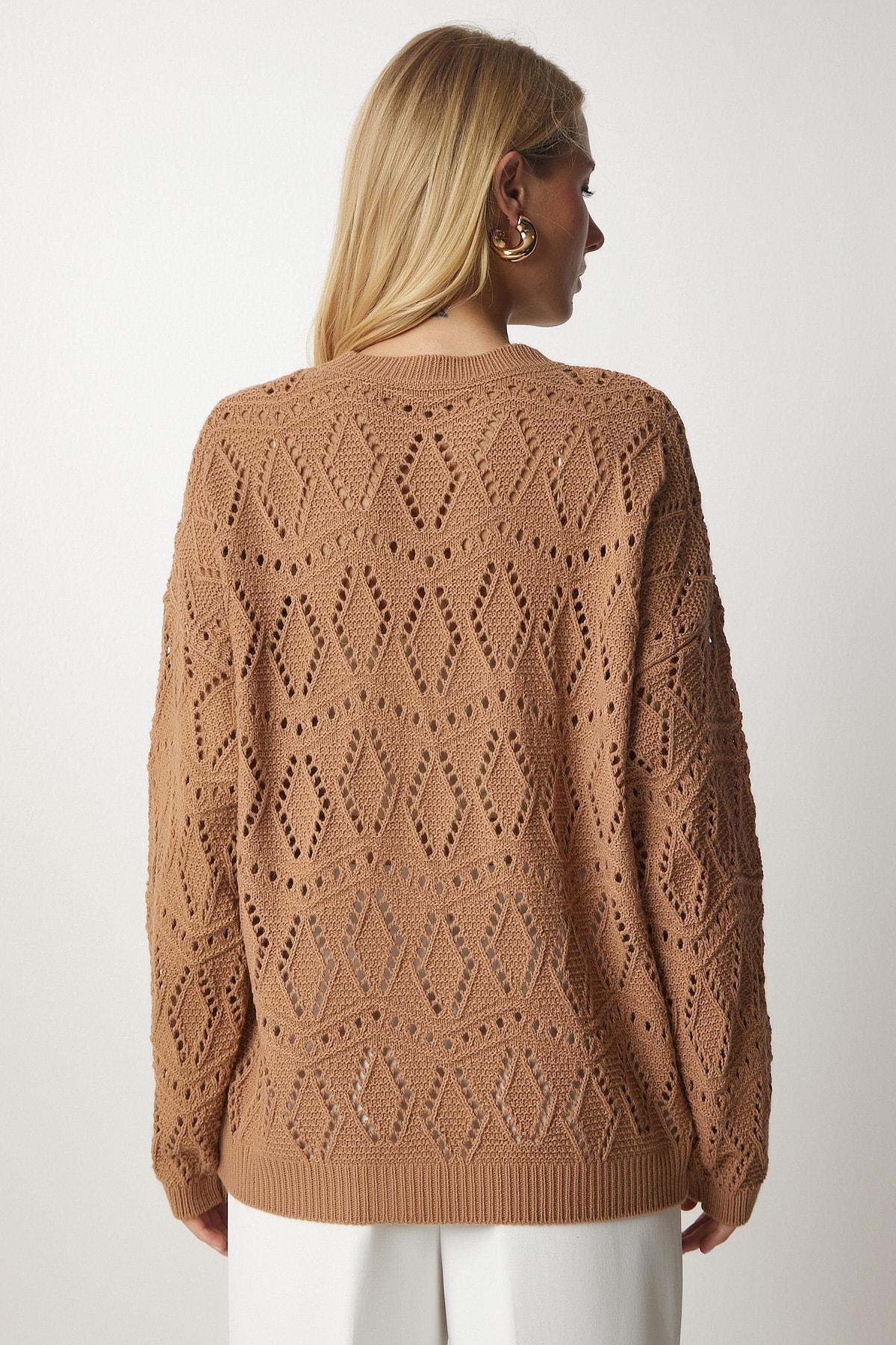 Brown Openwork Knitwear Sweater, , large image number 4