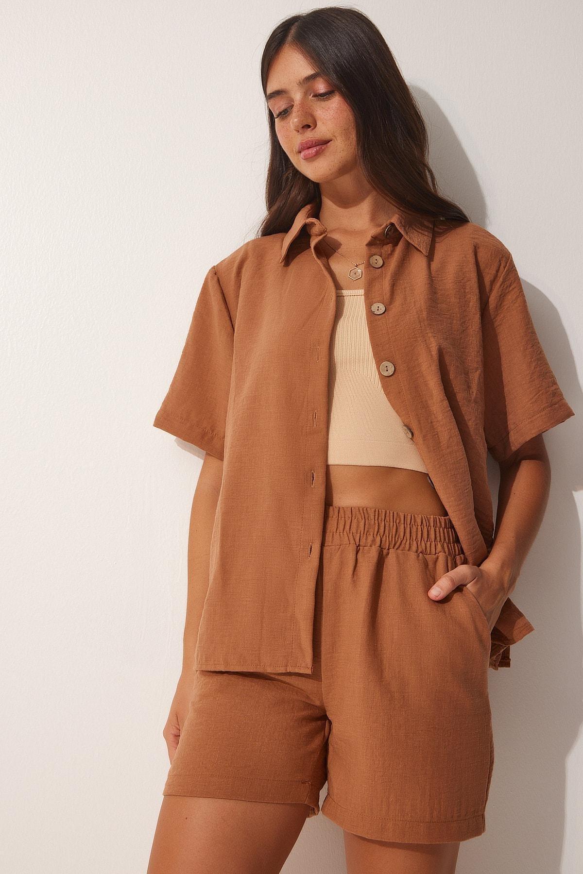 Happiness Istanbul - Brown Linen Surface Co-Ord Set