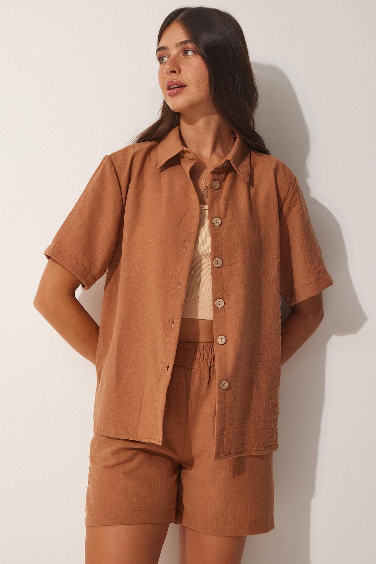 Happiness Istanbul - Brown Linen Surface Co-Ord Set