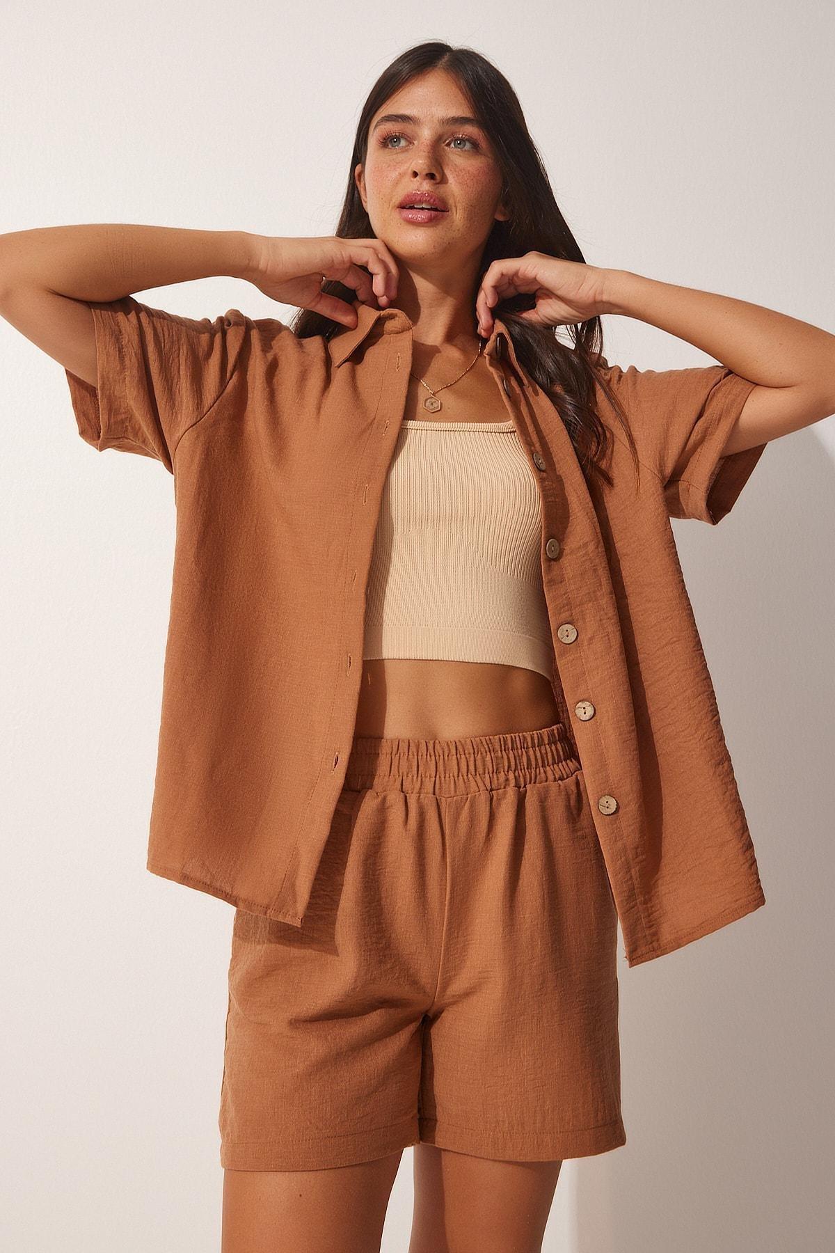 Happiness Istanbul - Brown Linen Surface Co-Ord Set