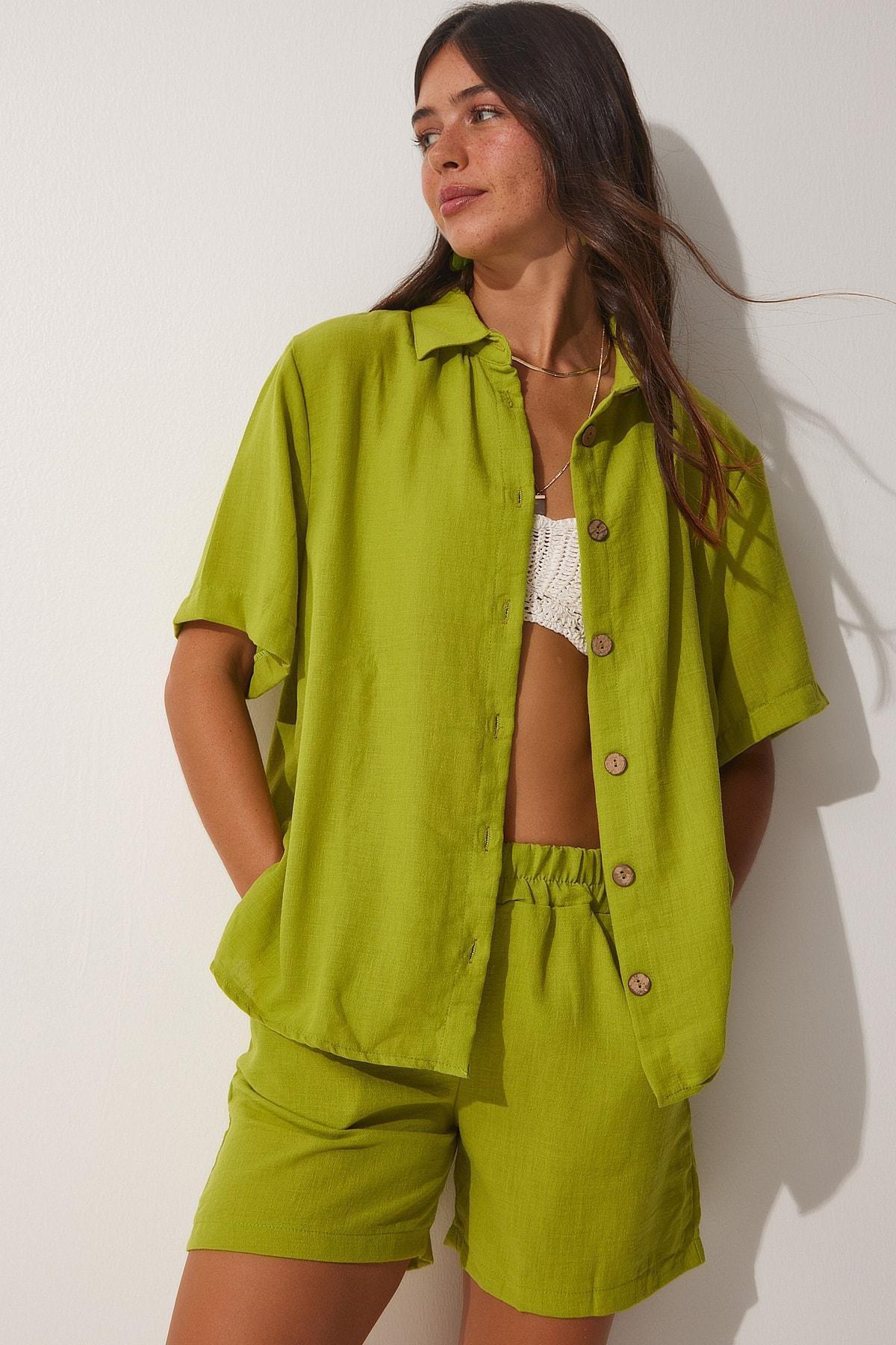 Green Linen Surface Co-Ord Set, OIL GREEN, large image number 0
